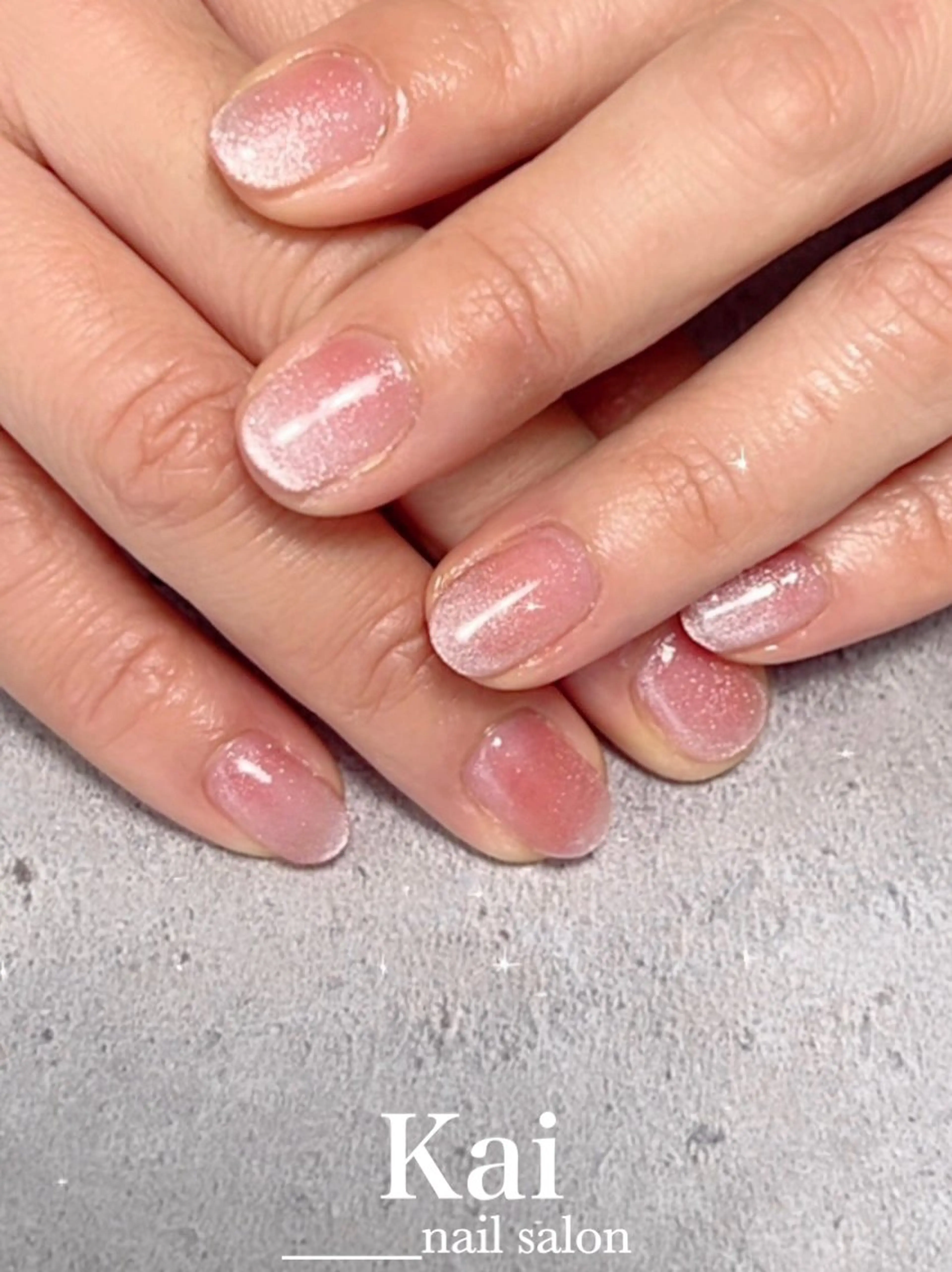 ネイル グラデーション 韓国ネイル マグネットネイル ニュアンスネイル ピンク ハンドネイル Kai  nail Mayukoのネイルデザイン