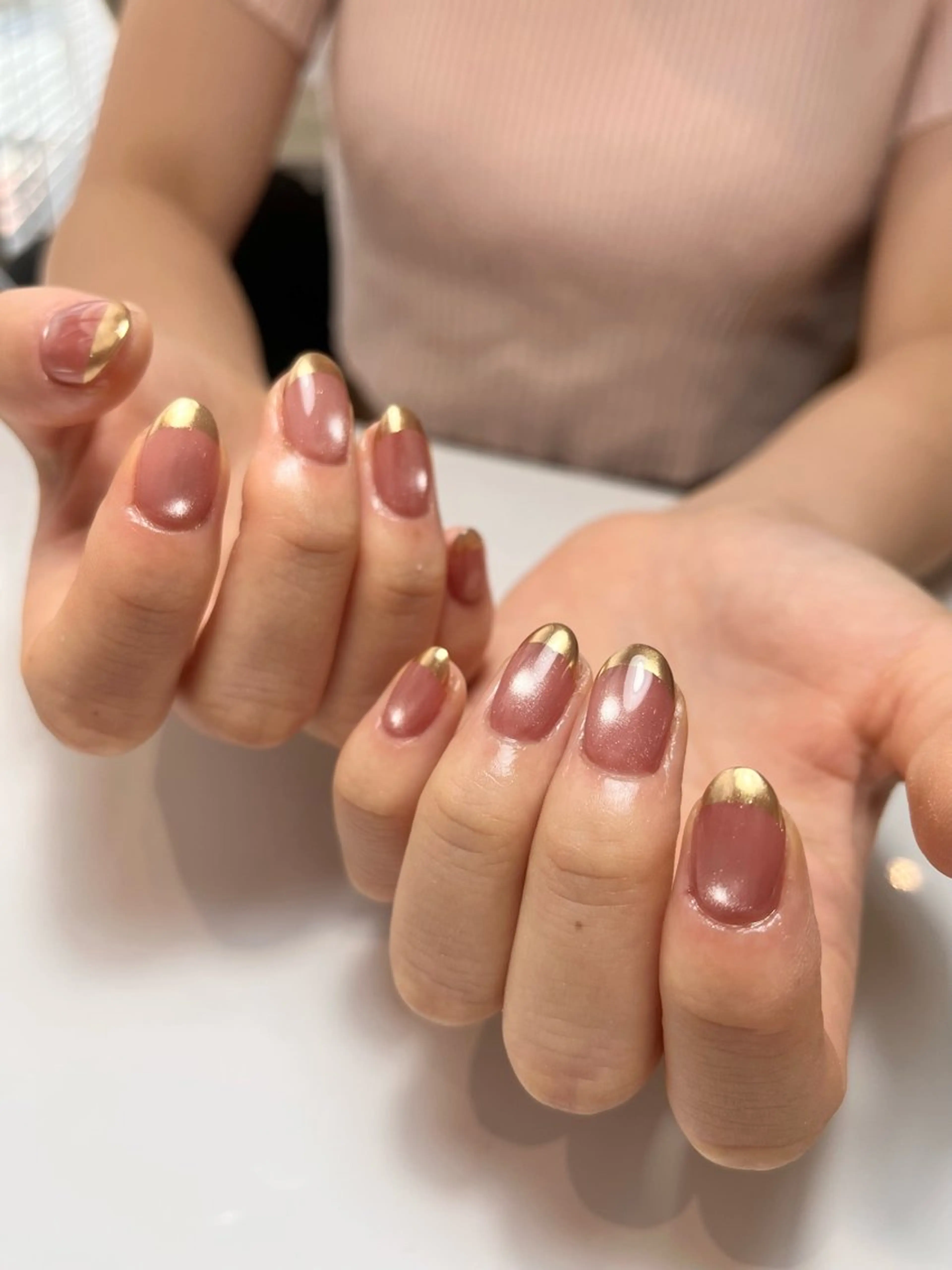 ネイル フレンチネイル ゴールド ミラーネイル ballie／小野原 なつみのネイルデザイン