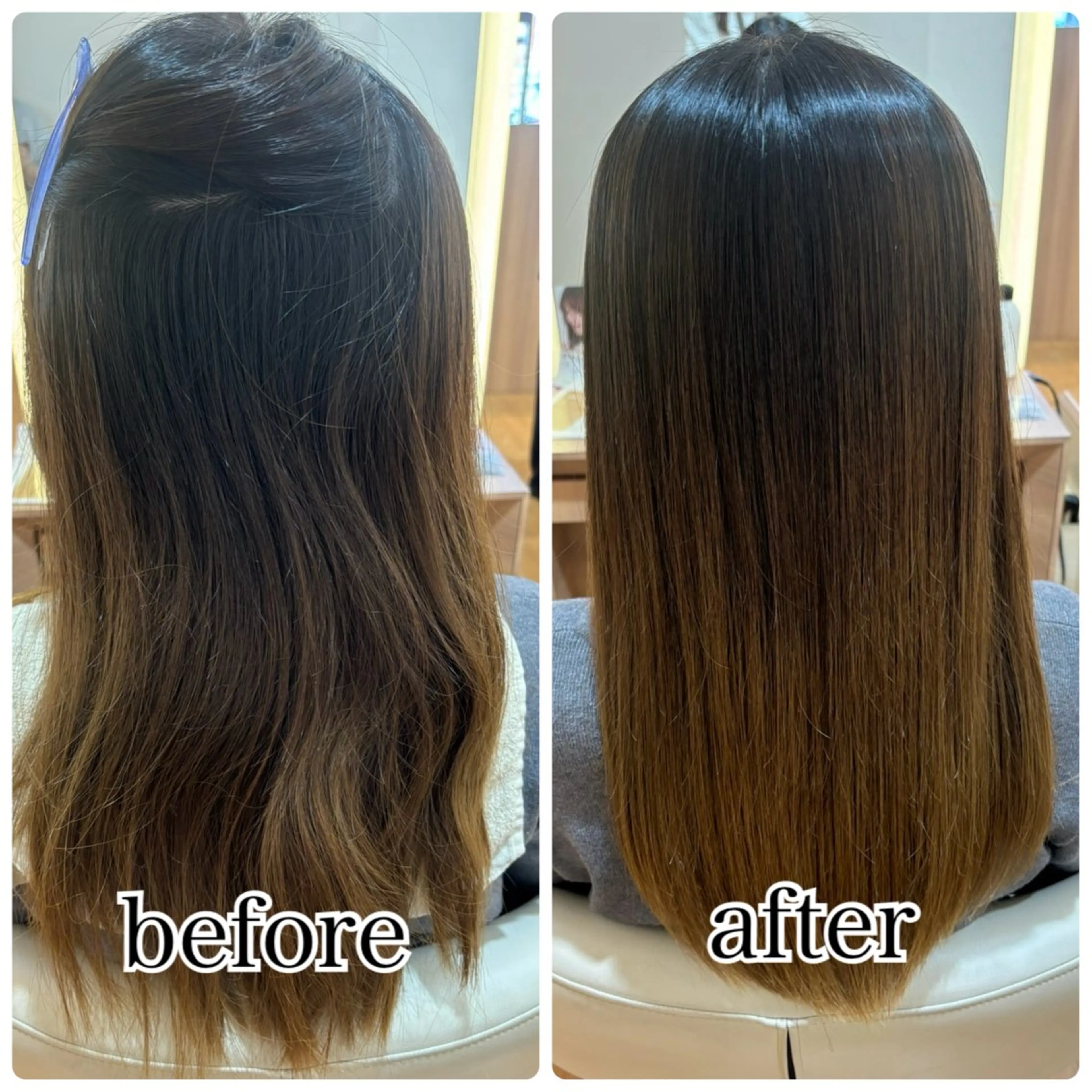 セミロング 髪質改善カラー 清利あやなのヘアスタイル