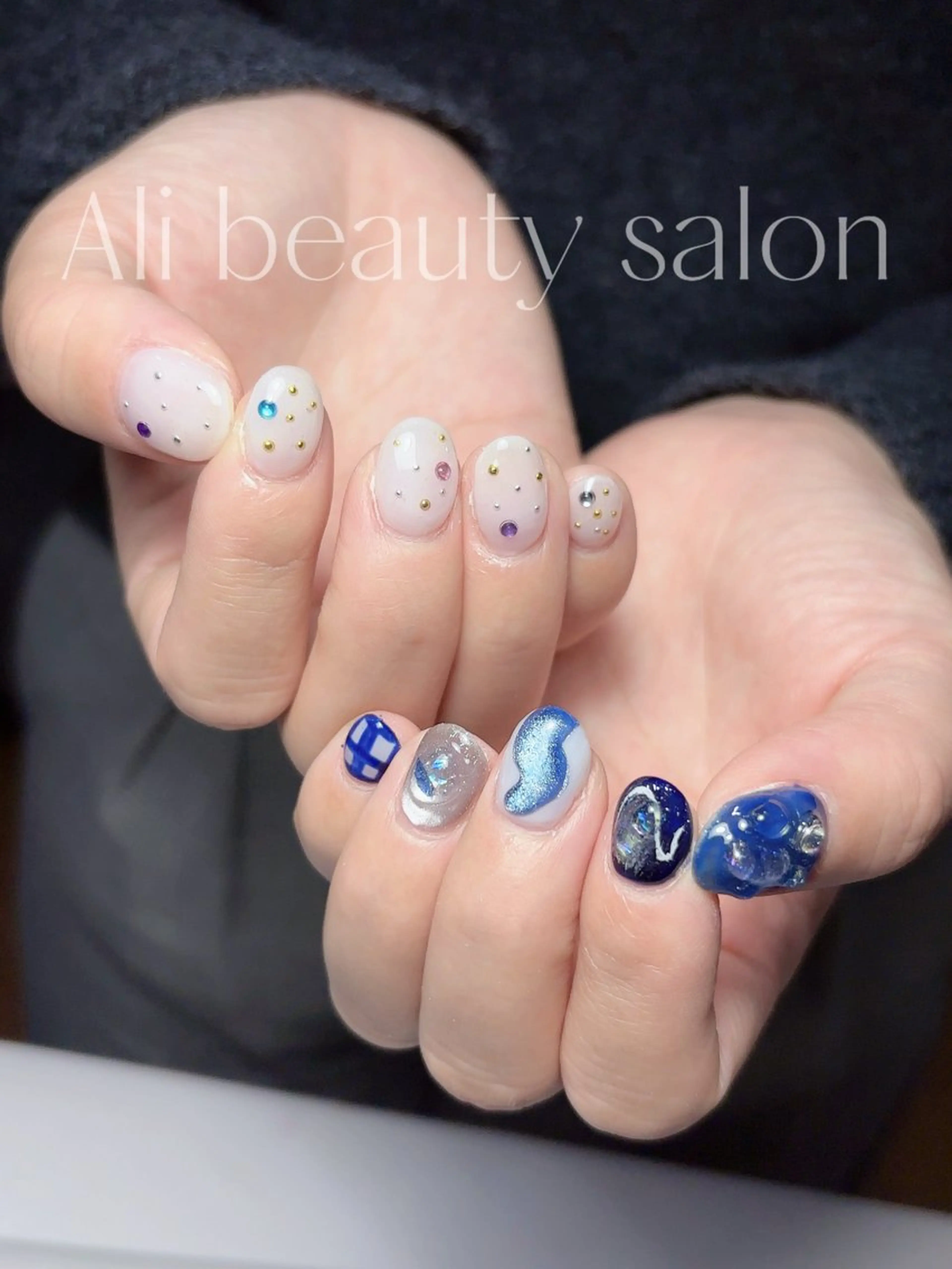 ネイル アートネイル 大理石ネイル(マーブル) 持ち込み ハンドネイル Ali 新小岩 ネイル専門のネイルデザイン