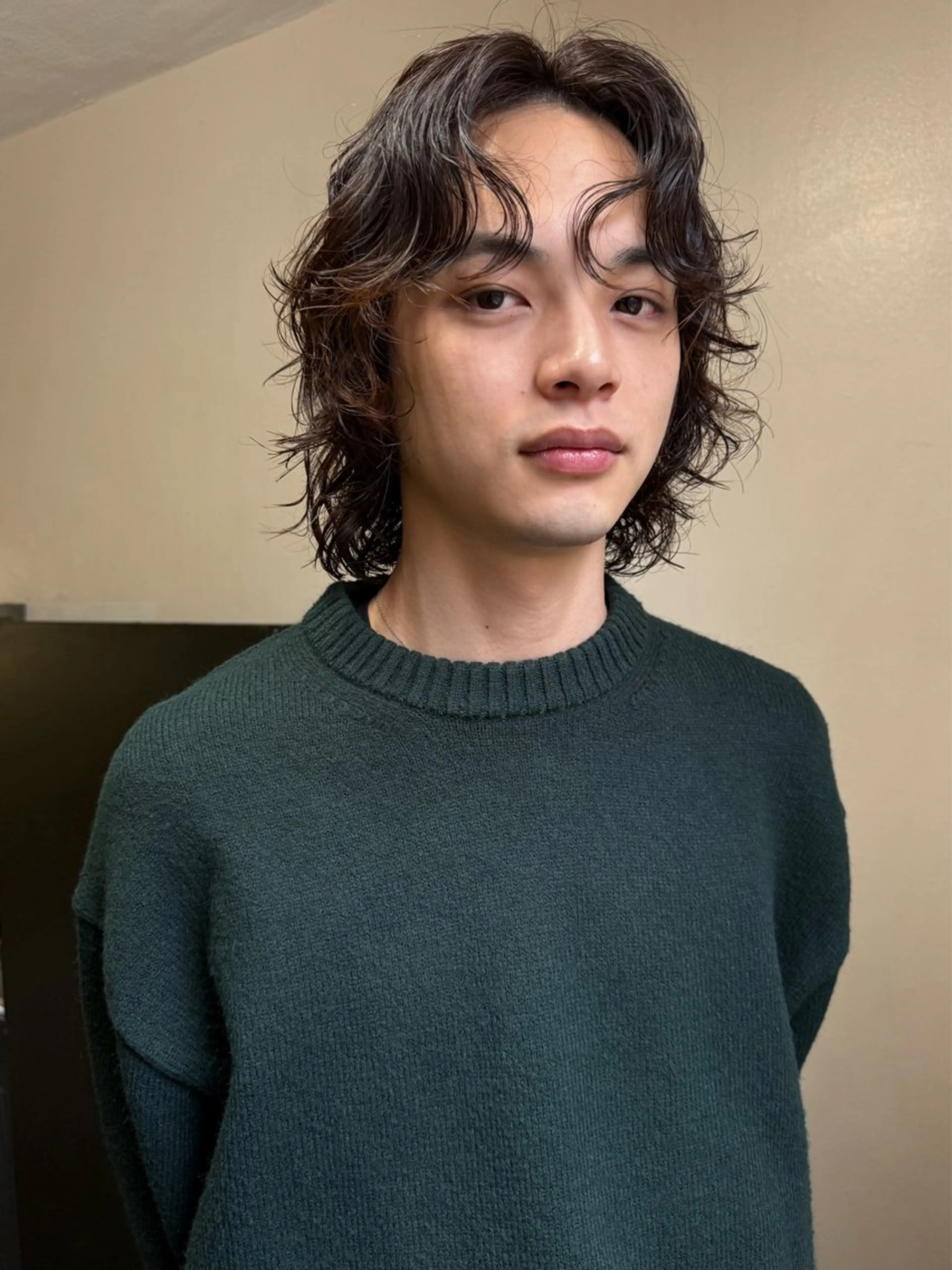 ミディアム パーマ ボブレイヤー ミディアムパーマ ボブ レイヤーカット ニュアンスパーマ カット パーマ トリートメント 森貴裕/ベージュ/ パーマ/オリーブのヘアスタイル