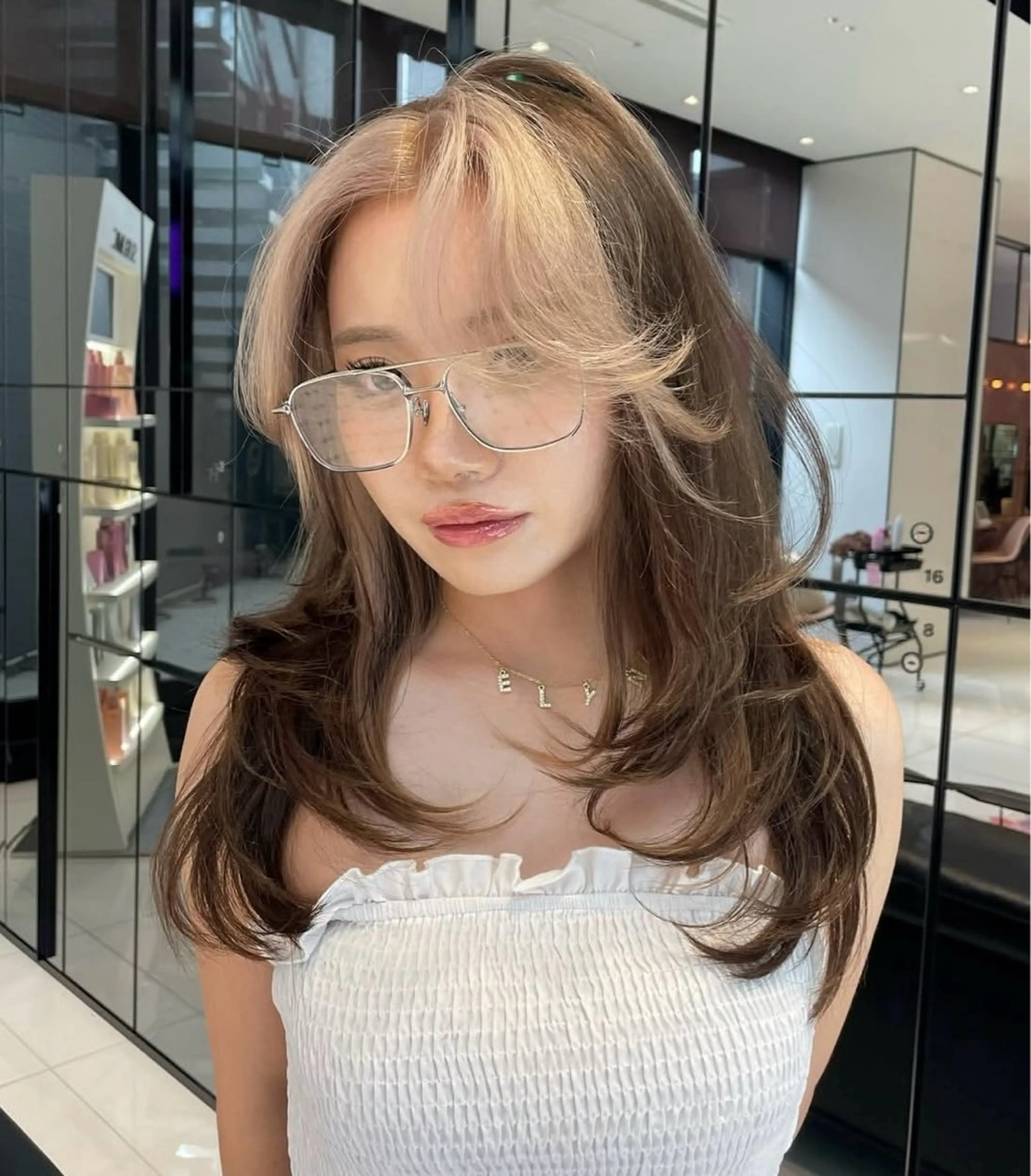 ロング ミストバング ハイライト ヘアカラー keen 吉祥寺所属・【韓国❤️海外ヘア】 AYAKAのヘアスタイル