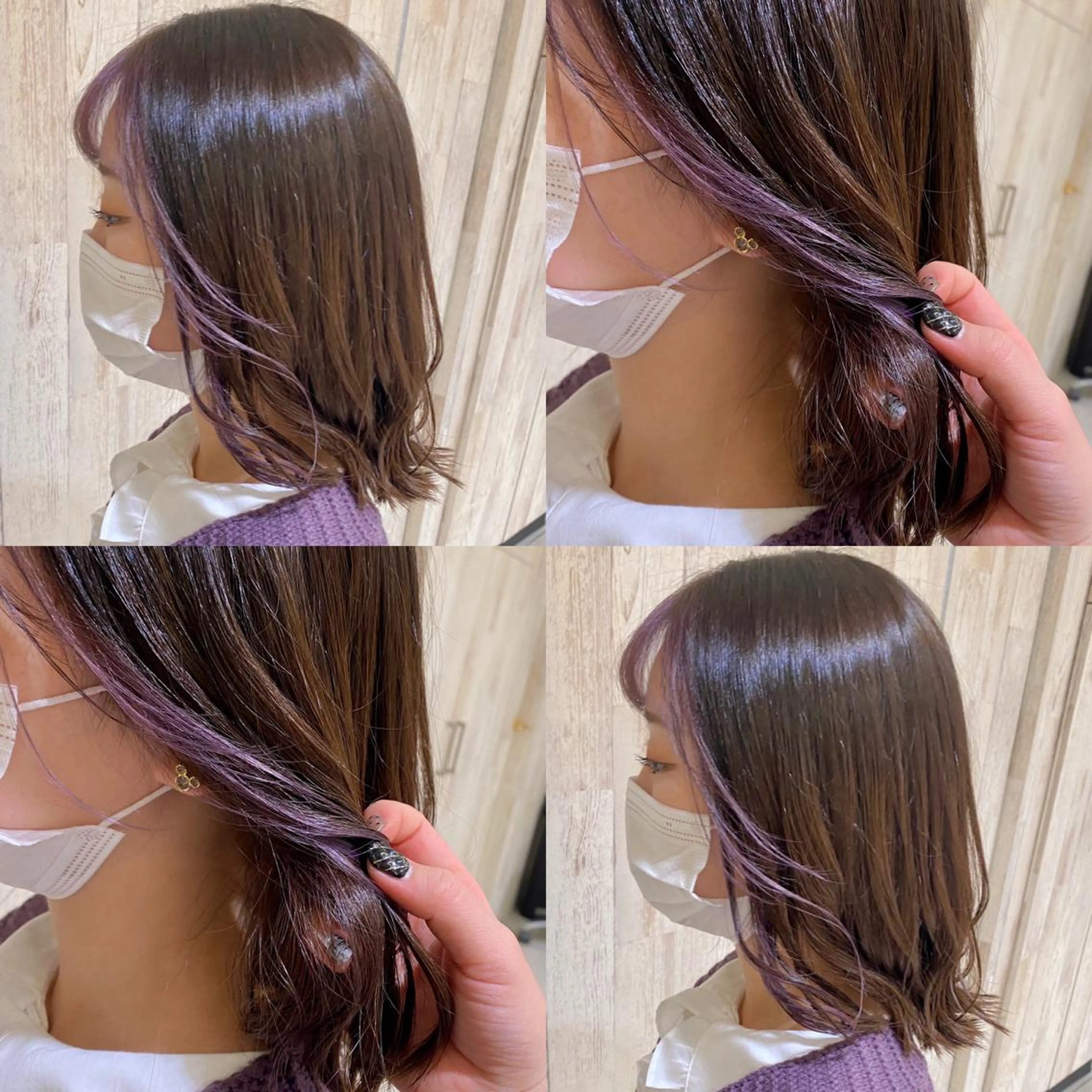 セミロング カラー ヘアアレンジ ミストバング ブラウンカラー 透明感カラー  フェイスフレーミング ラベンダーカラー 🌼NAMI 🌼のヘアスタイル