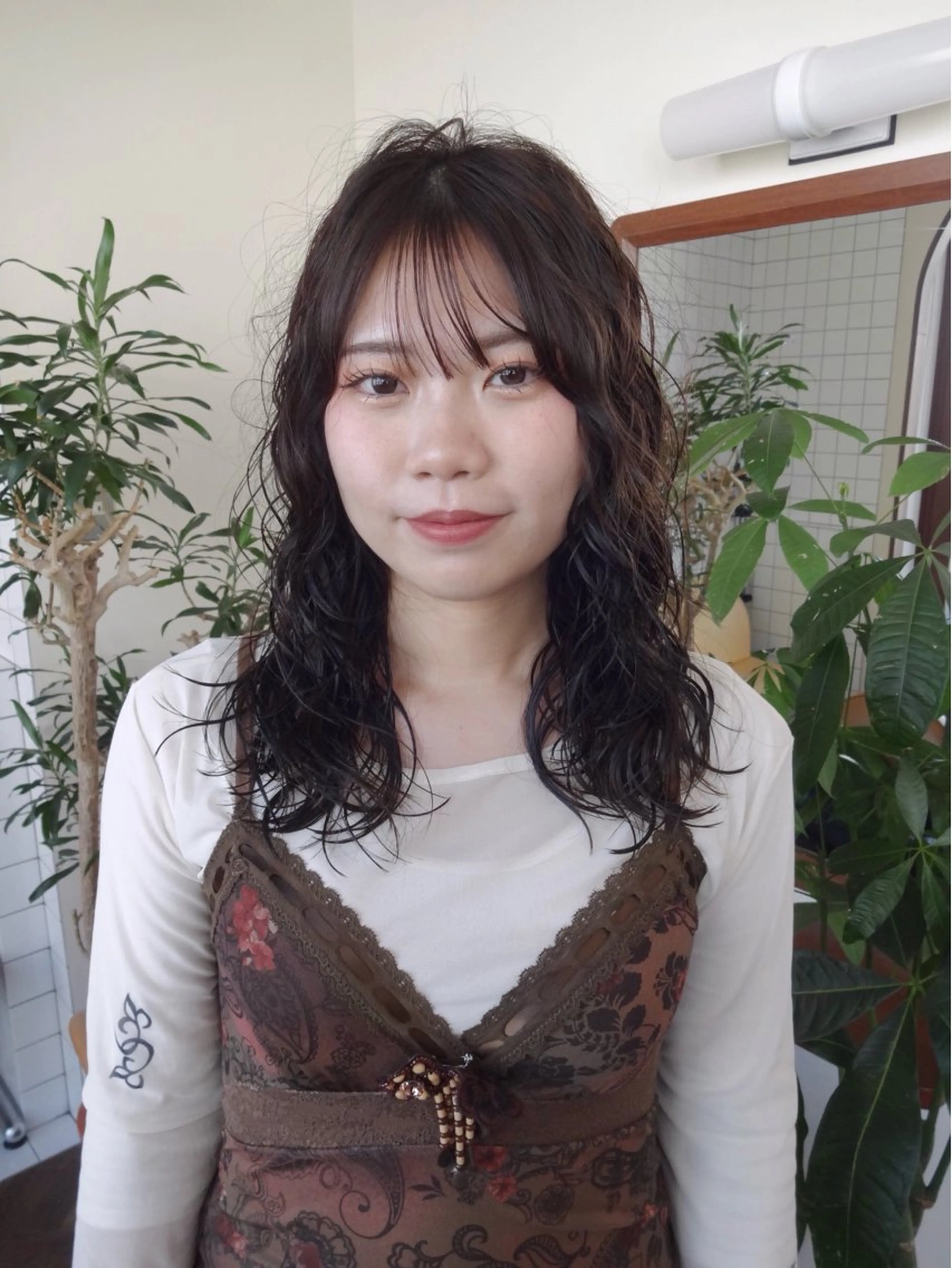 セミロング カラー パーマ レイヤーカット ボブパーマ/パーマ ウルフパーマのヘアスタイル