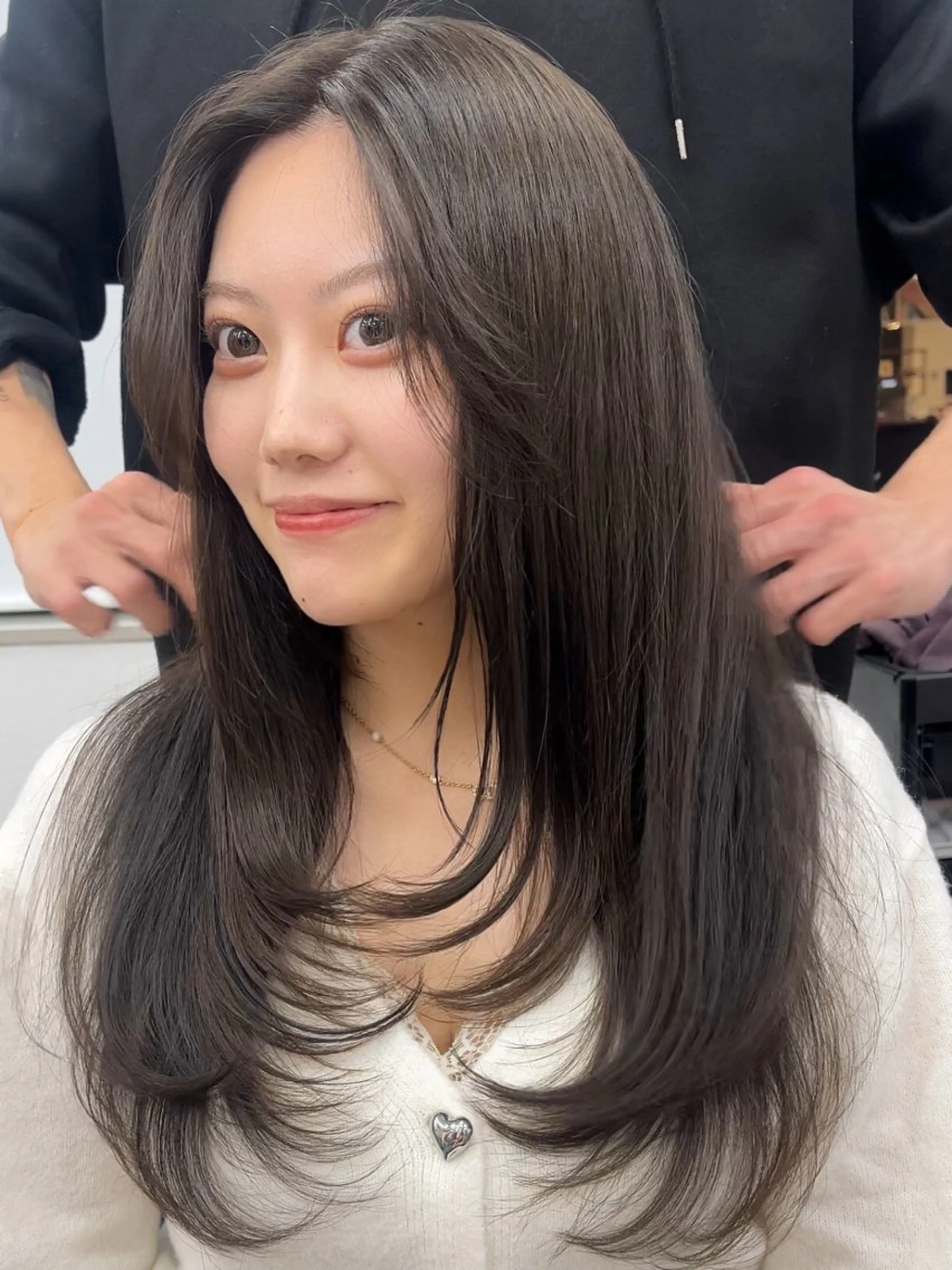 ロング カラー 山崎/ボブ縮毛矯正 レイヤー髪質改善のヘアスタイル