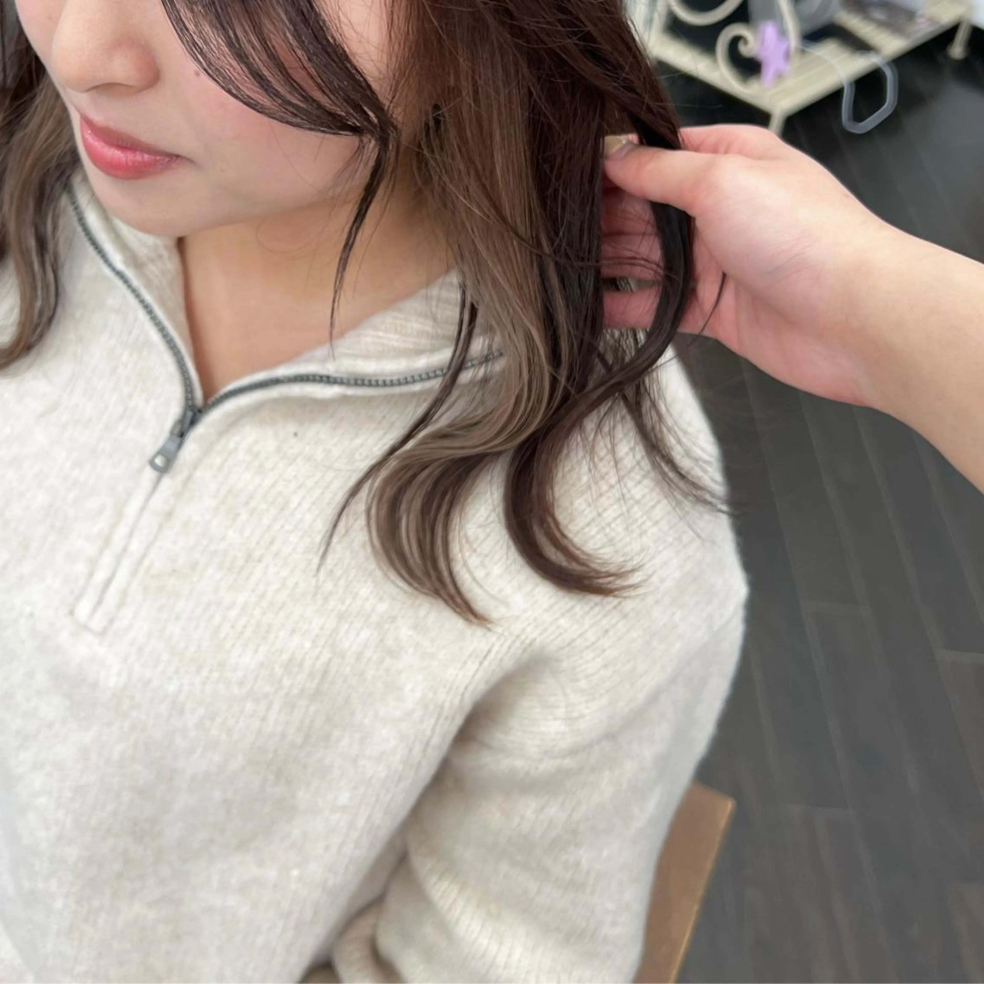 ミディアム カラー ダブルカラー 樽川 紗月のヘアスタイル