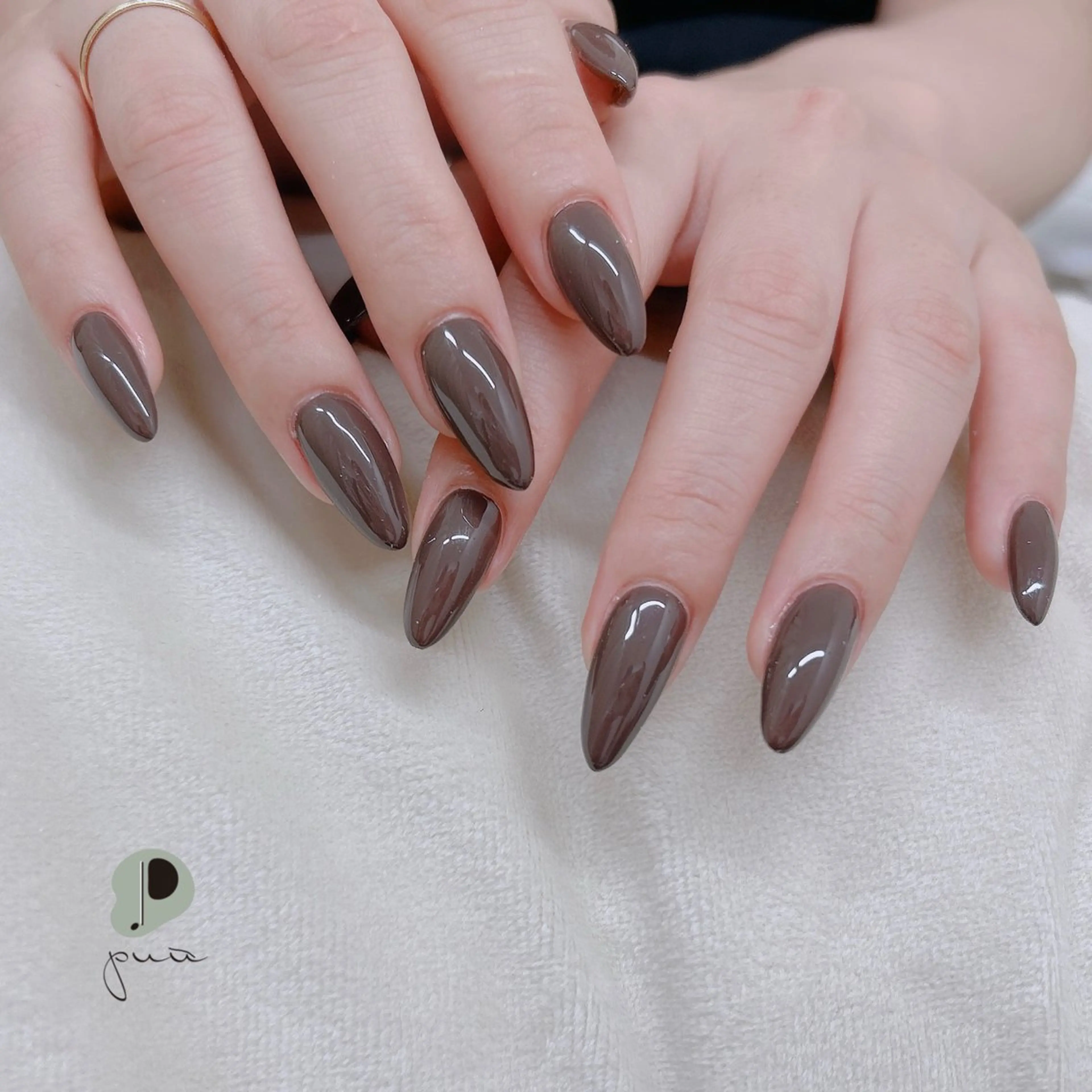 ネイル ブラウン ロングネイル ワンカラーネイル スカルプネイル ハンドネイル puu kyoto所属・Nail salon puu kyotoのネイルデザイン
