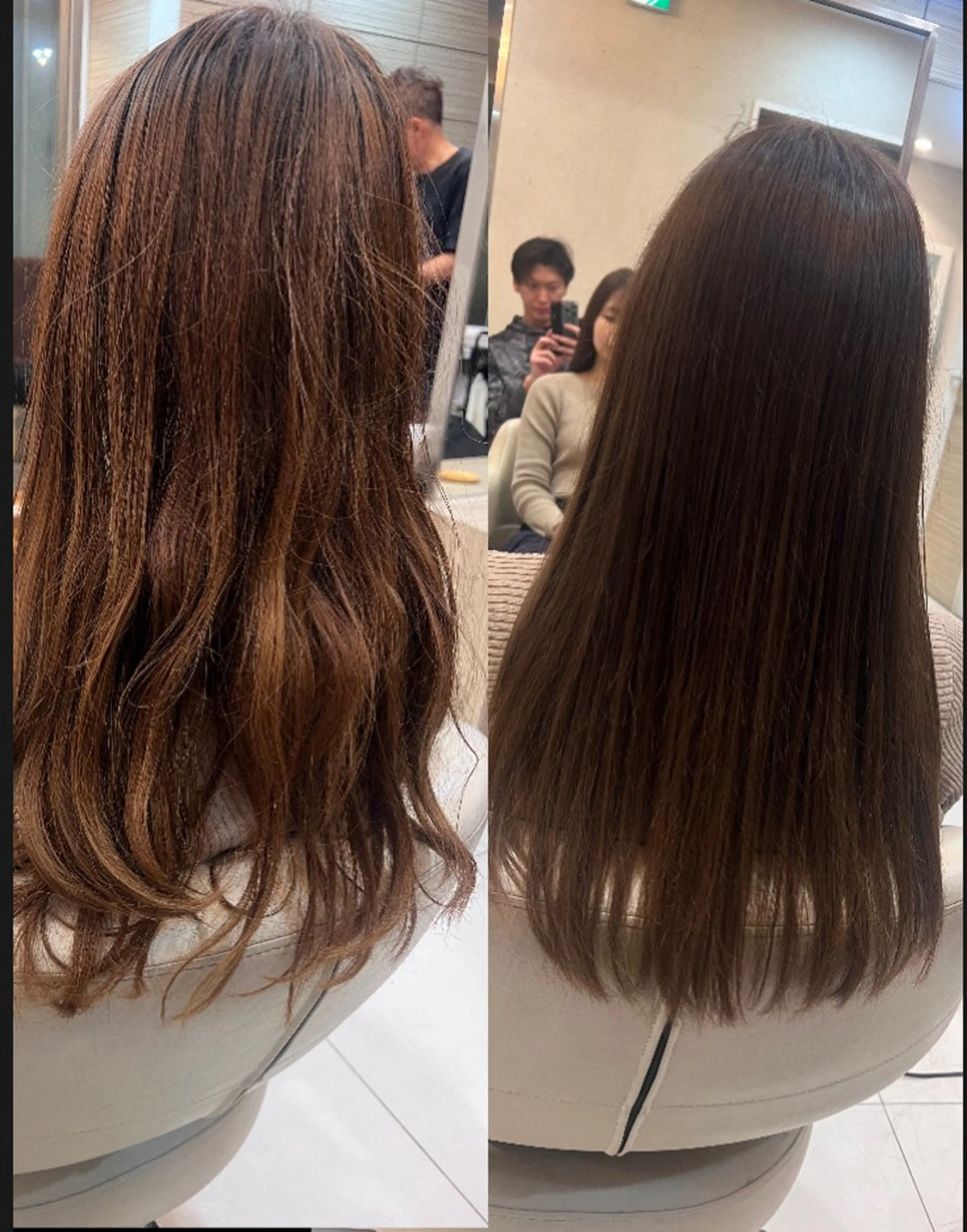 セミロング カラー グレージュ オレンジ 艶グレージュカラー 美髪特化美容師のヘアスタイル