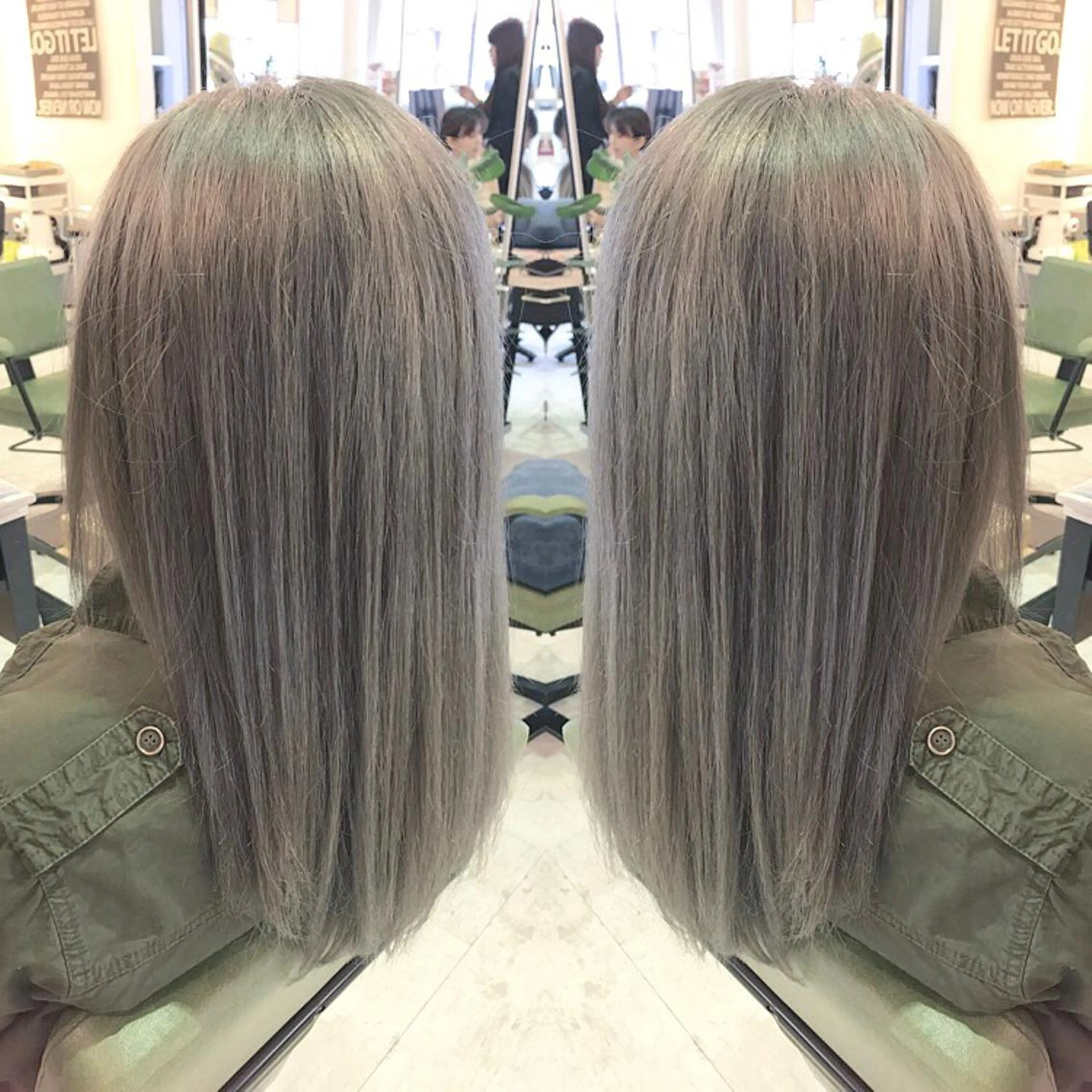 セミロング カラー グレージュ 青木 茂樹⭐️ 透明感カラーのヘアスタイル