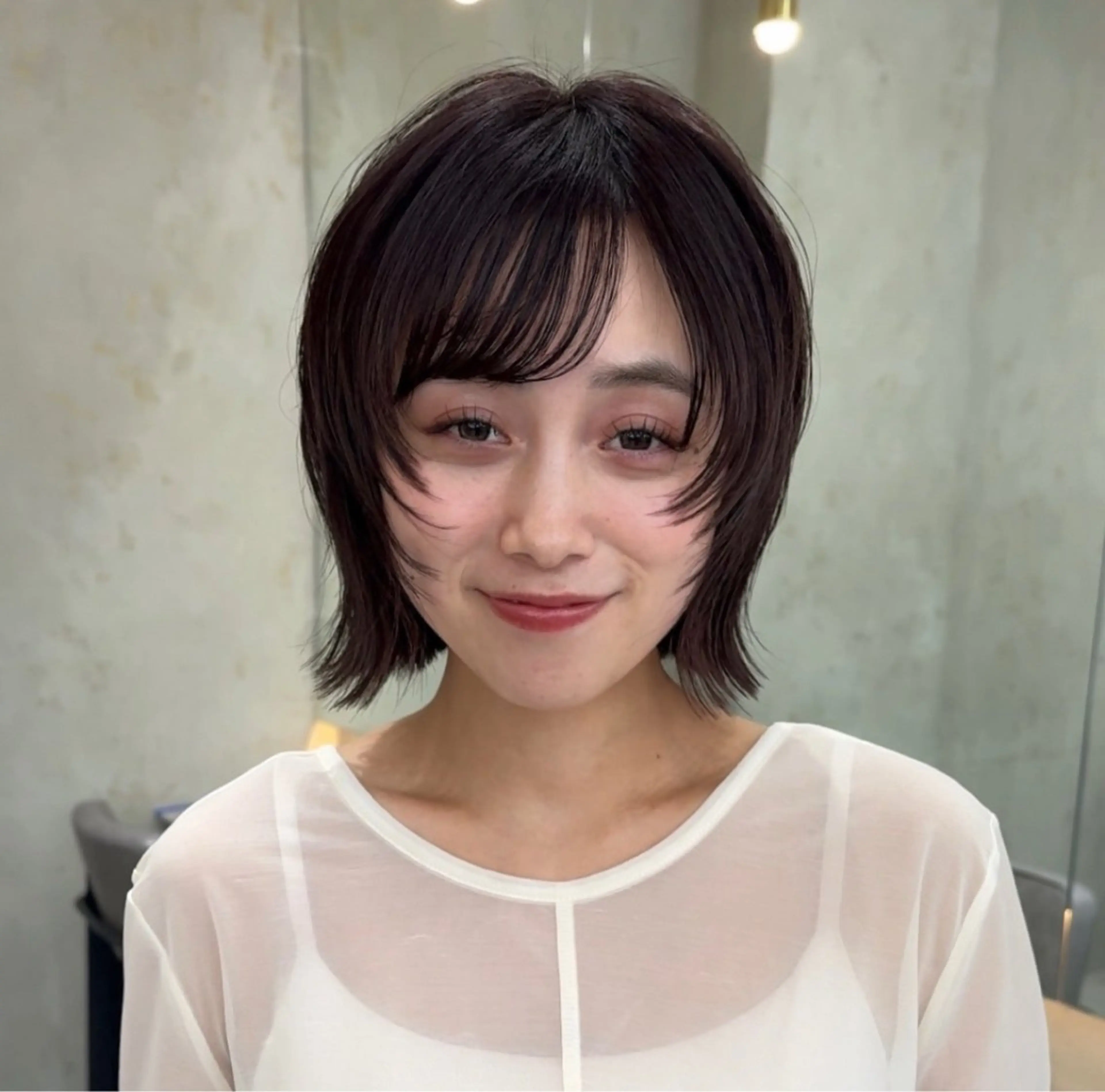 ショート カット ヘアカラー トリートメント 莉乃/縮毛矯正/髪質 改善/艶カラーのヘアスタイル