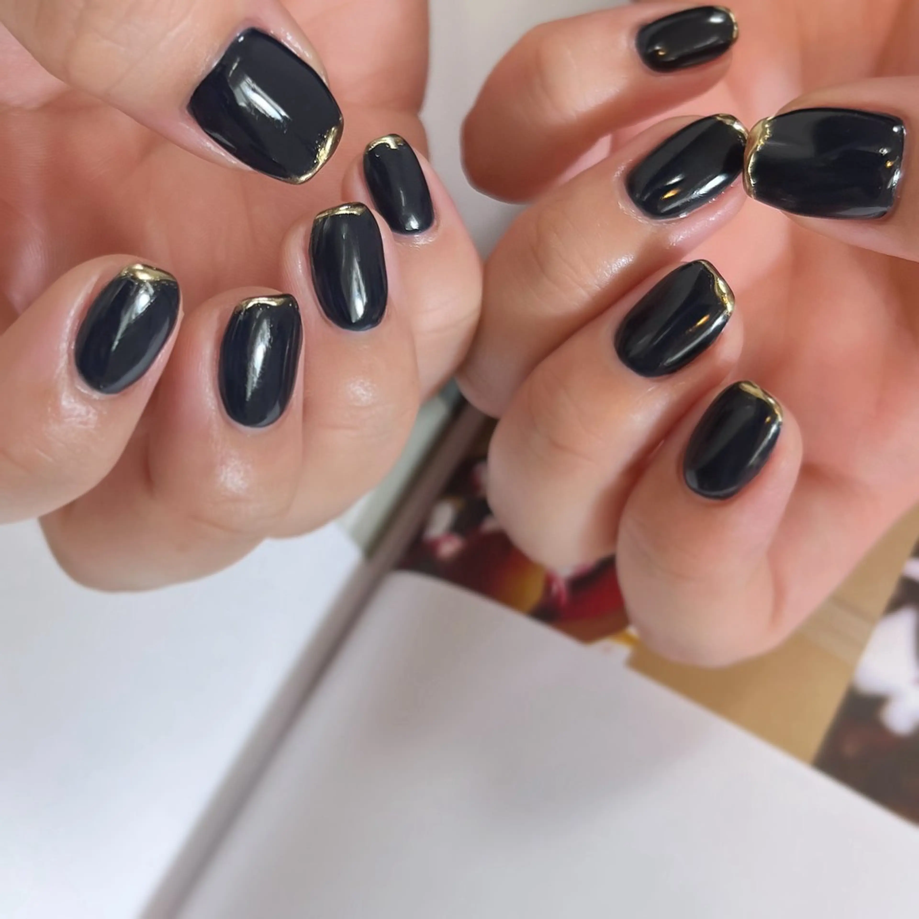 ネイル フレンチネイル ミラーネイル ネイビー シンプルネイル スクエアネイル pointillé .ayaのネイルデザイン