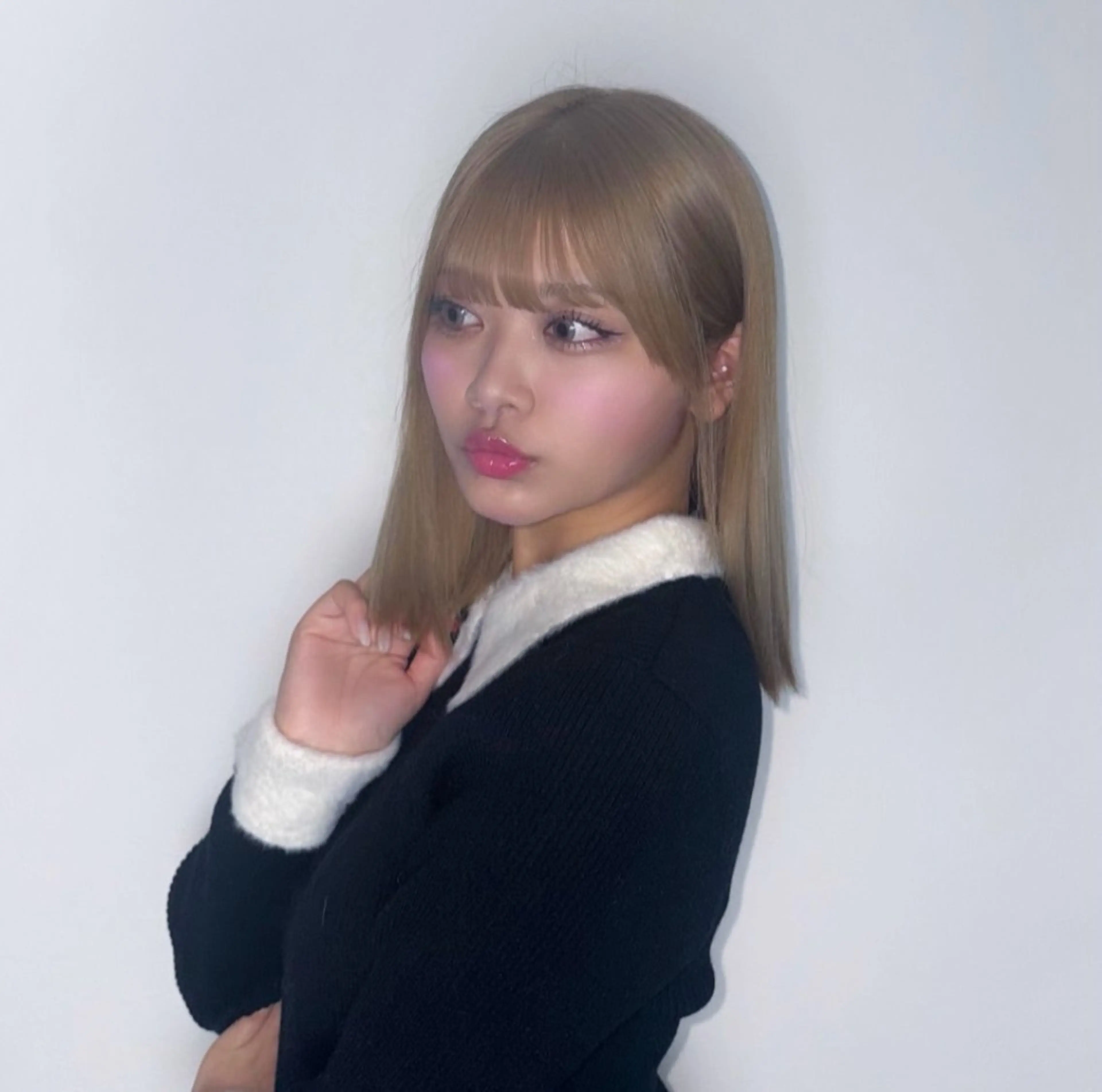 カラー ベージュカラー ハイトーンカラー ミルクティーベージュ ボブ 二宮 陽太のヘアスタイル