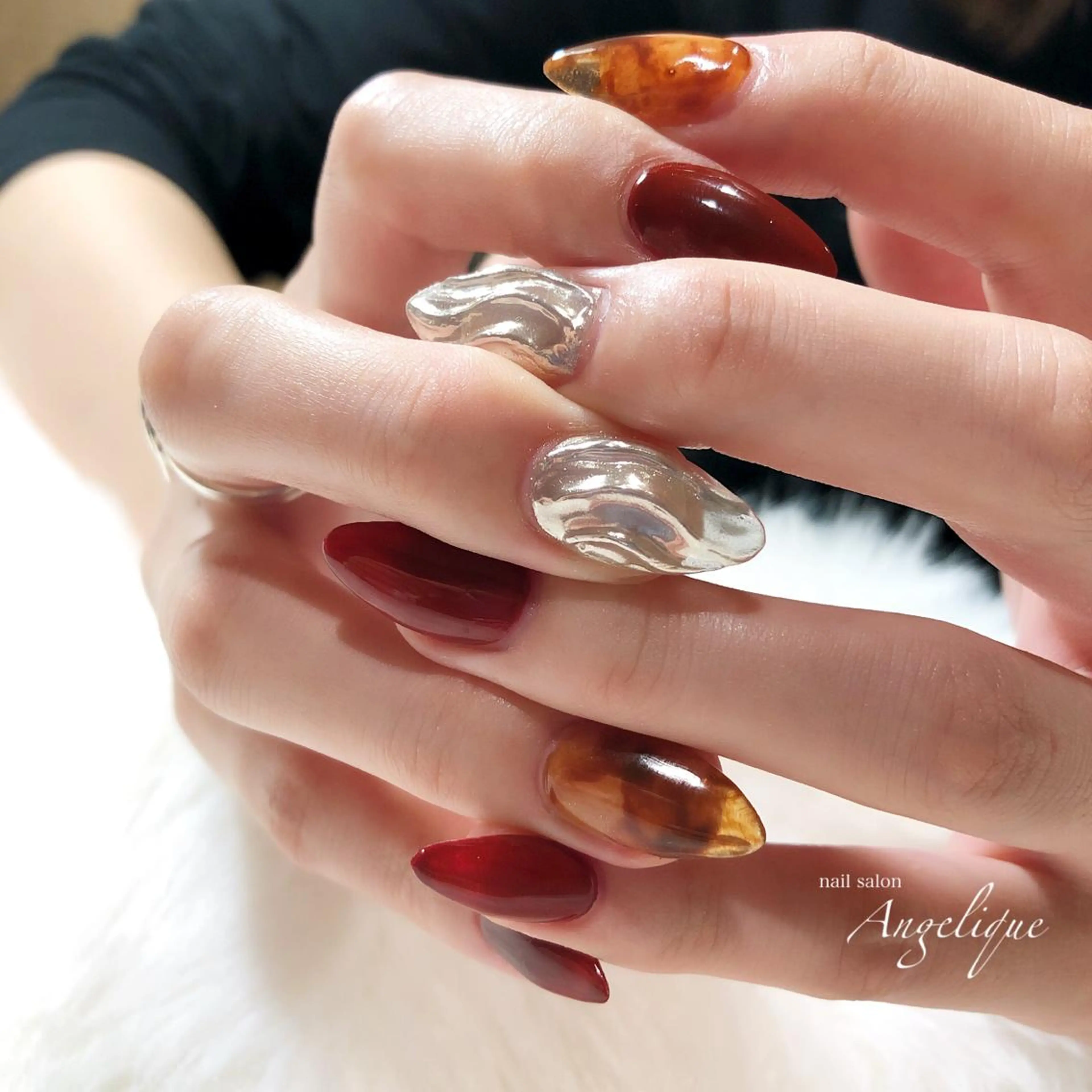ネイル べっ甲ネイル ミラーネイル ニュアンスネイル Angelique所属・Nail salon Angeliqueのネイルデザイン