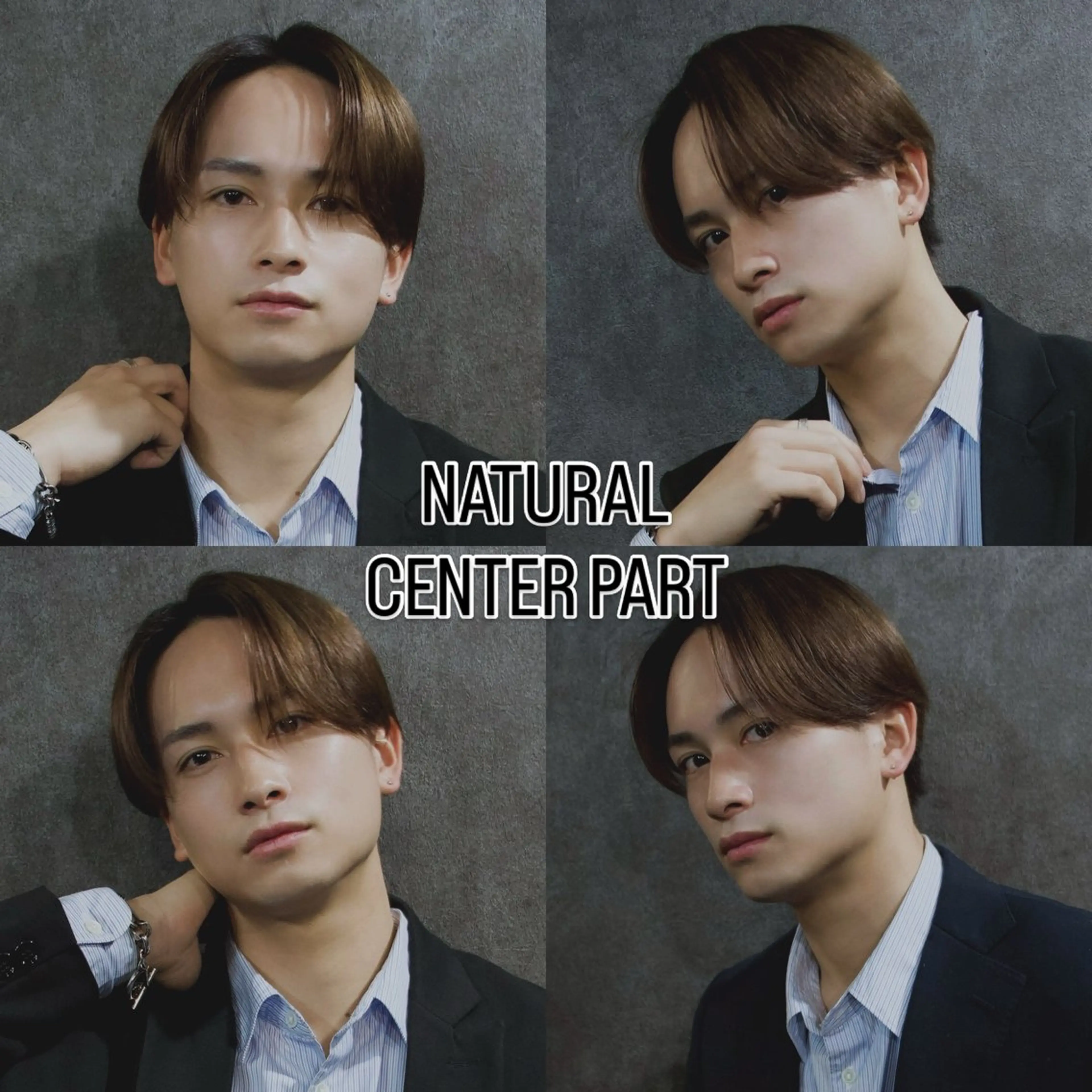 ショート カラー パーマ メンズ センターパート カット 縮毛矯正 【フェザーパーマ】 【縮毛矯正】鶴田文のヘアスタイル