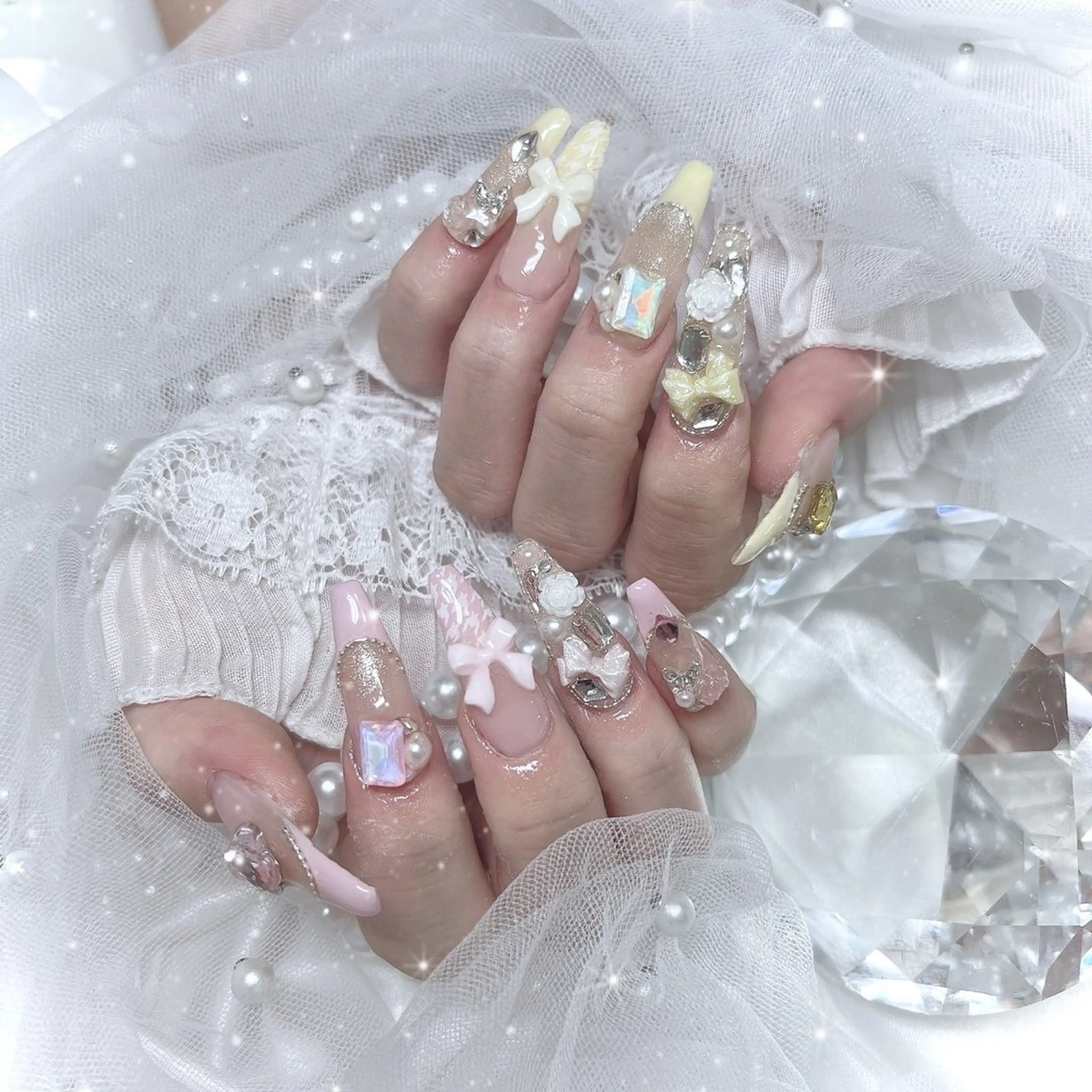 ネイル アートネイル ジェルネイル 持ち込み パラジェル 春ネイル ハンドネイル Marin nailのネイルデザイン