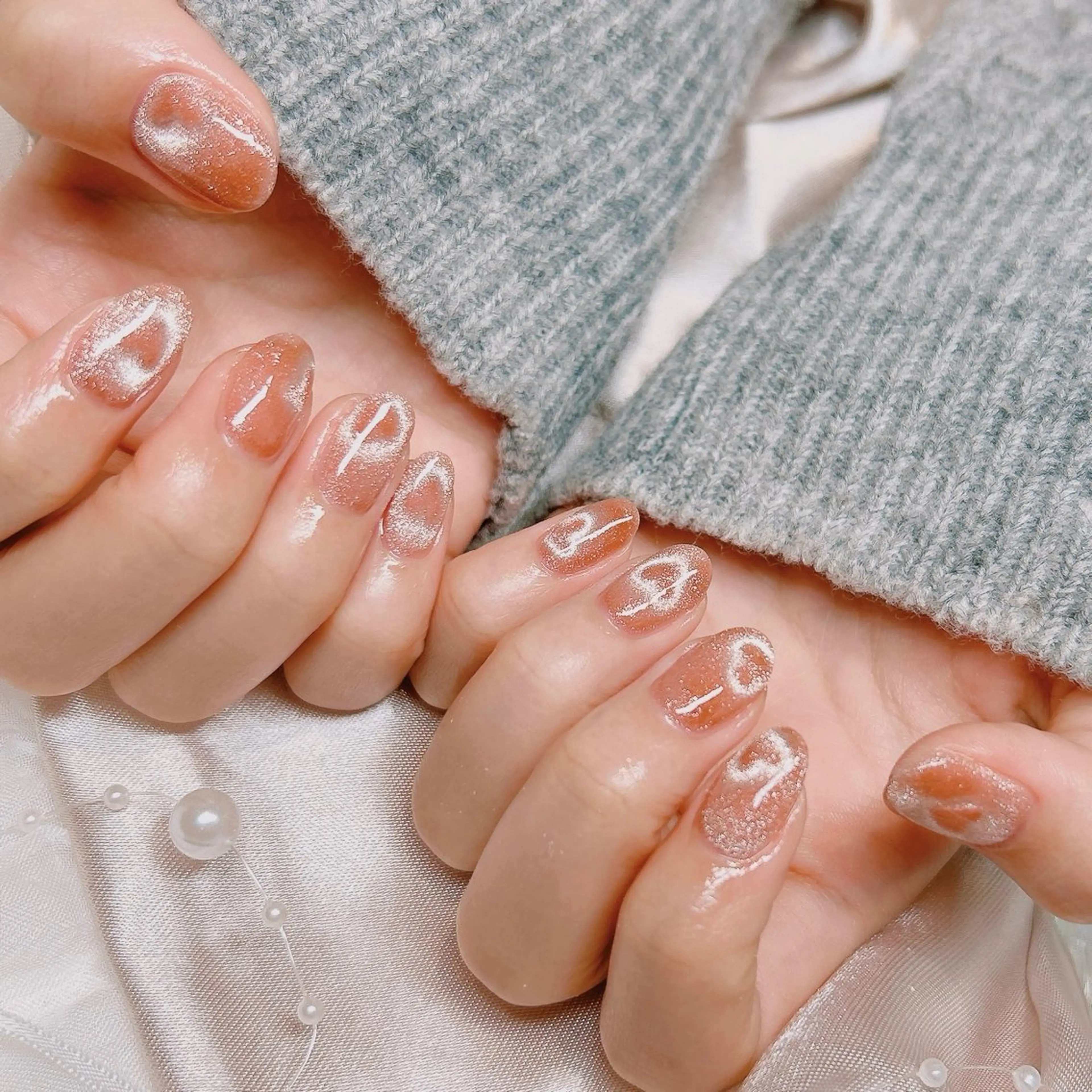 ネイル ハート マグネットネイル ハンドネイル junna のぞいてねのネイルデザイン