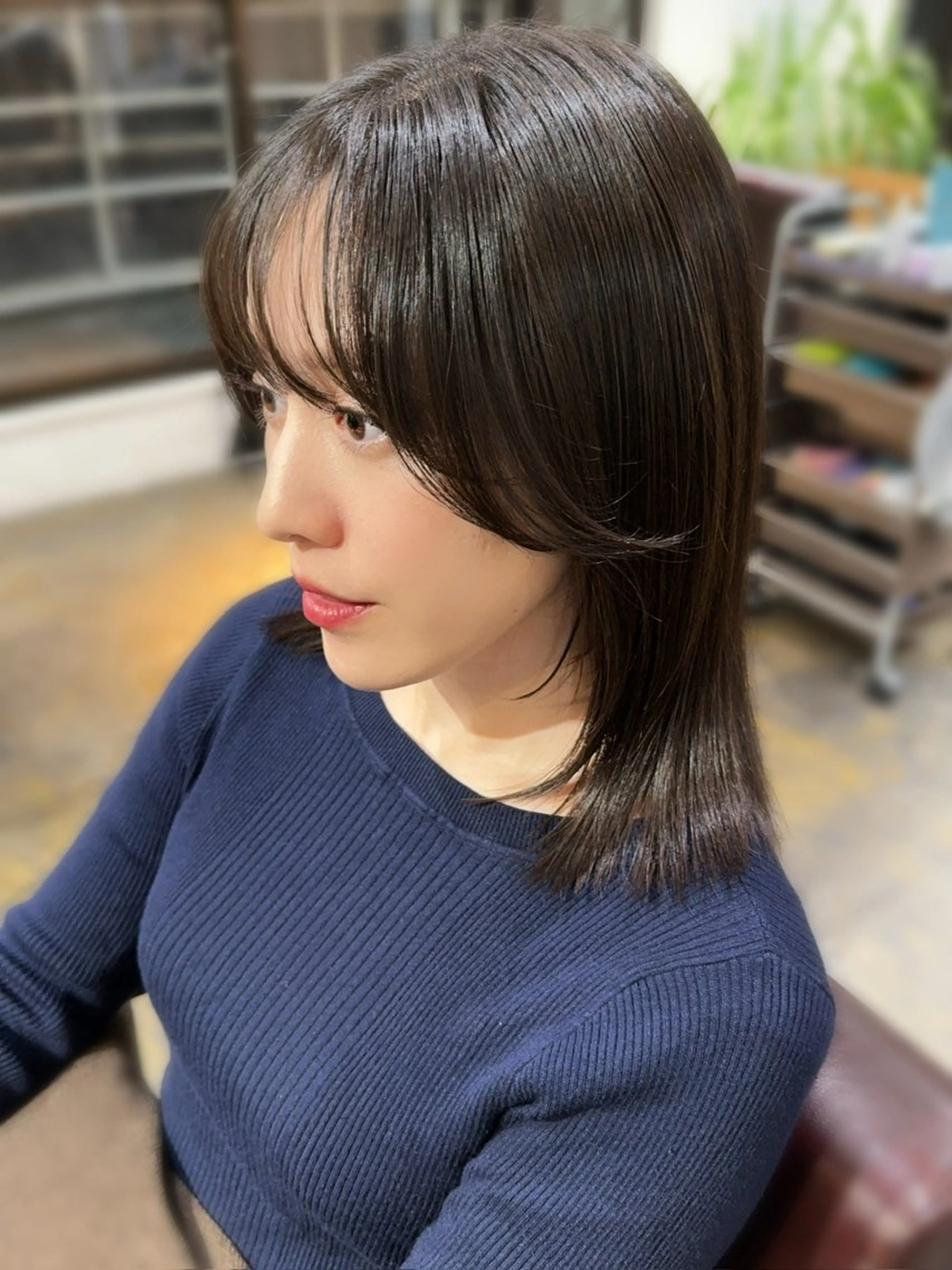 ミディアム カット トリートメント 縮毛矯正➕髪質改善➕ レイヤーカット　田畑のヘアスタイル