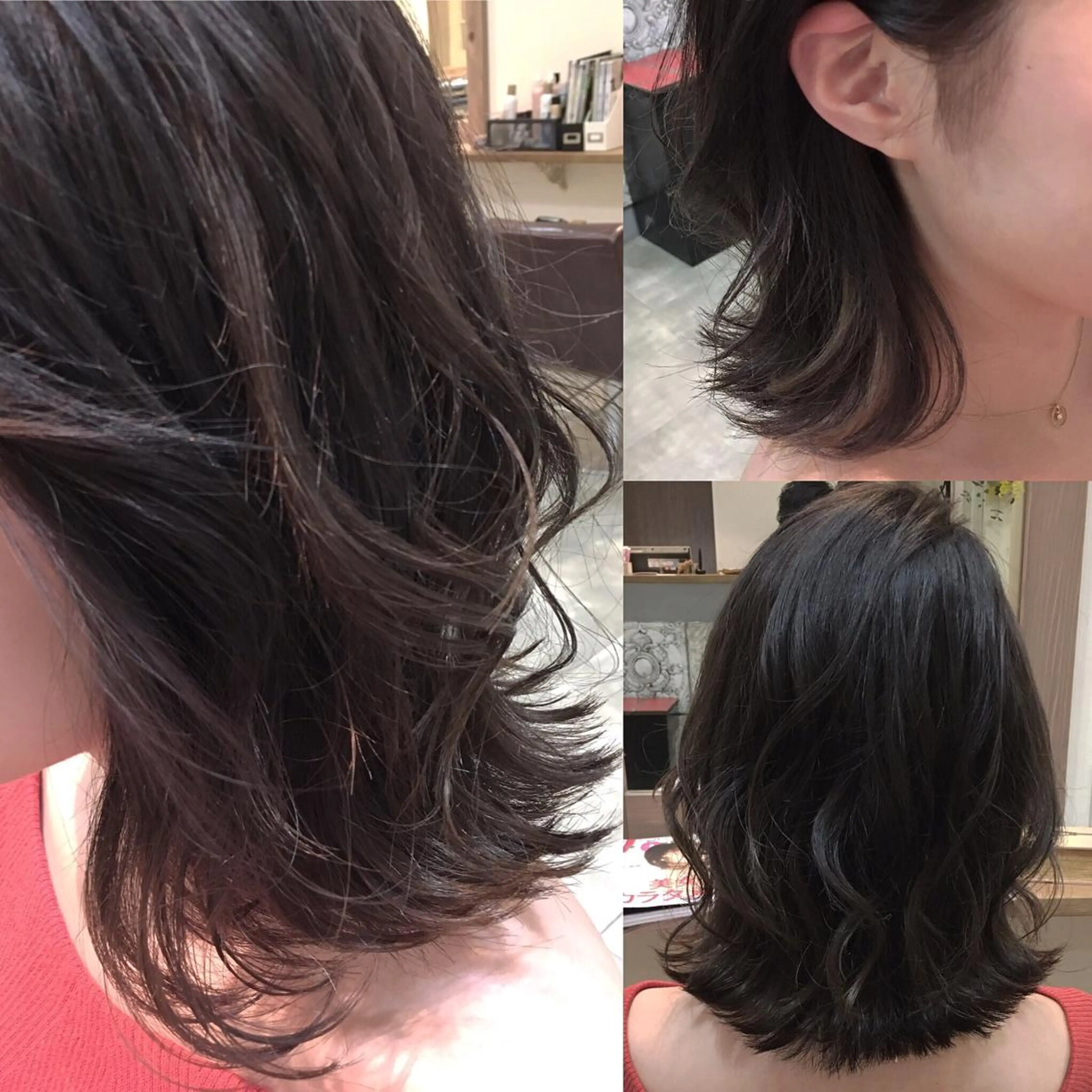 ミディアム カラー ブルーカラー ブルージュ イルミナカラー パープルカラー トリートメント hair salon Ranun髪質改善のヘアスタイル