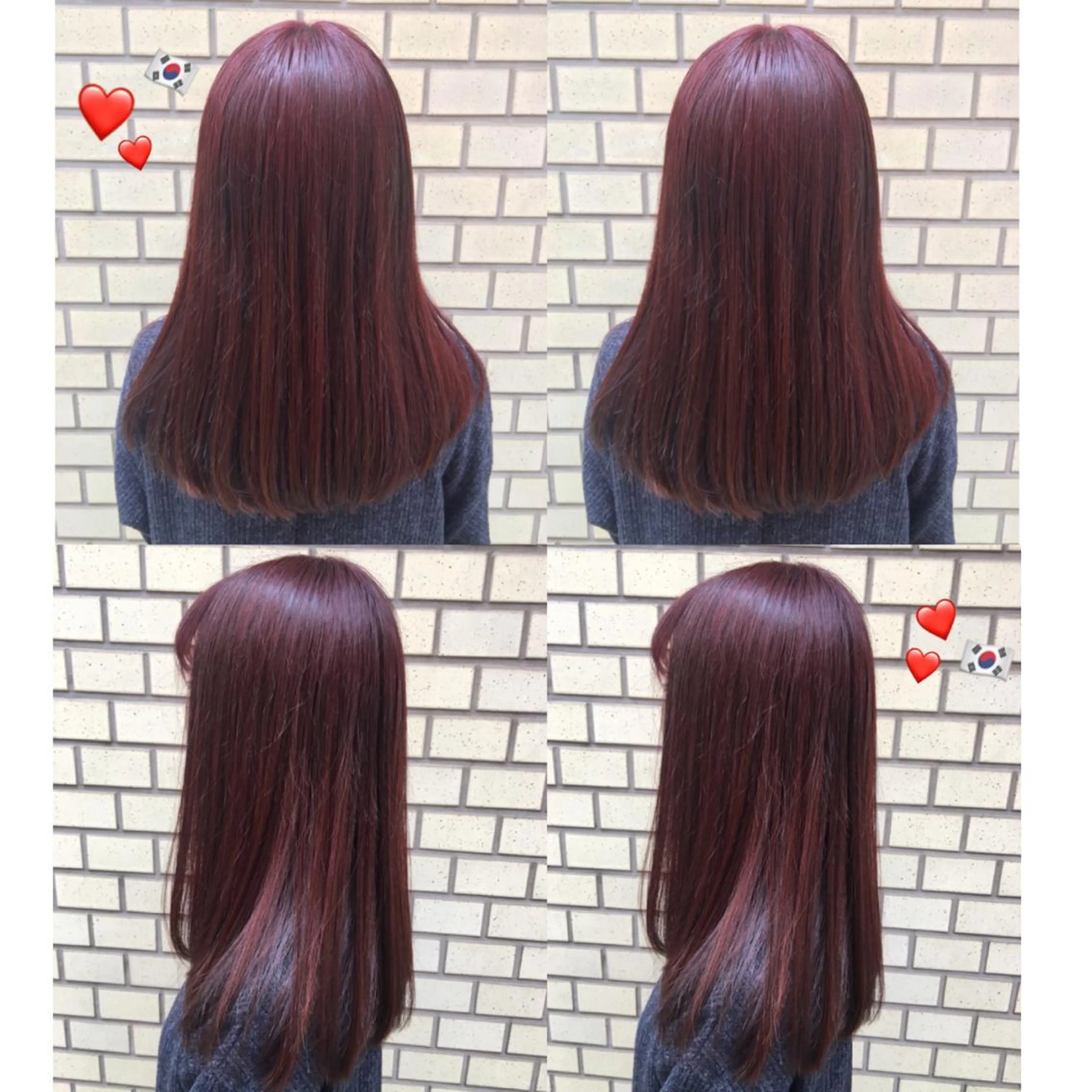 セミロング カラー レッドカラー 韓国ヘア得意❤︎森澤 悠佳のヘアスタイル