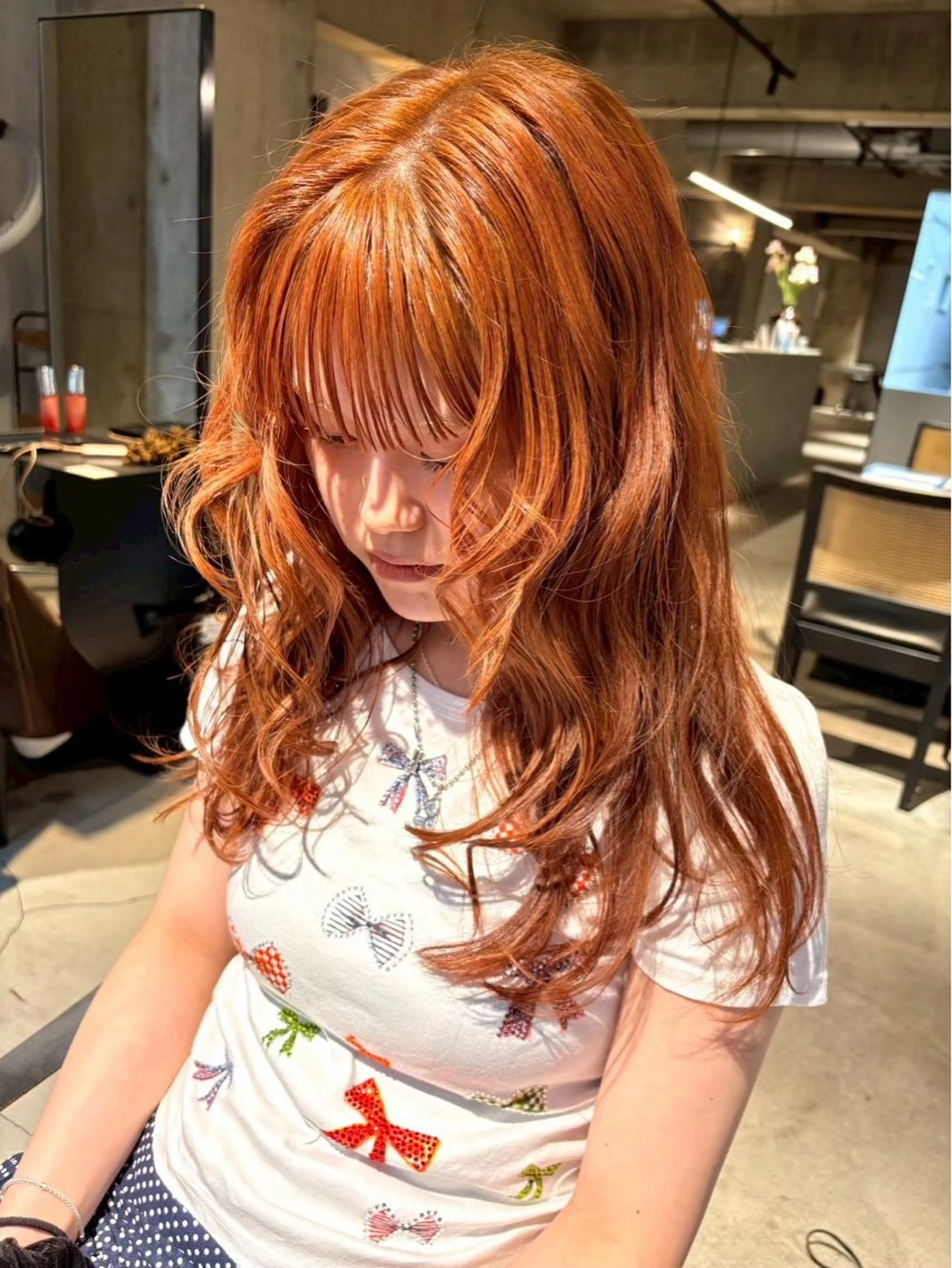 ミディアム ヘアカラー 花木 理乃のヘアスタイル