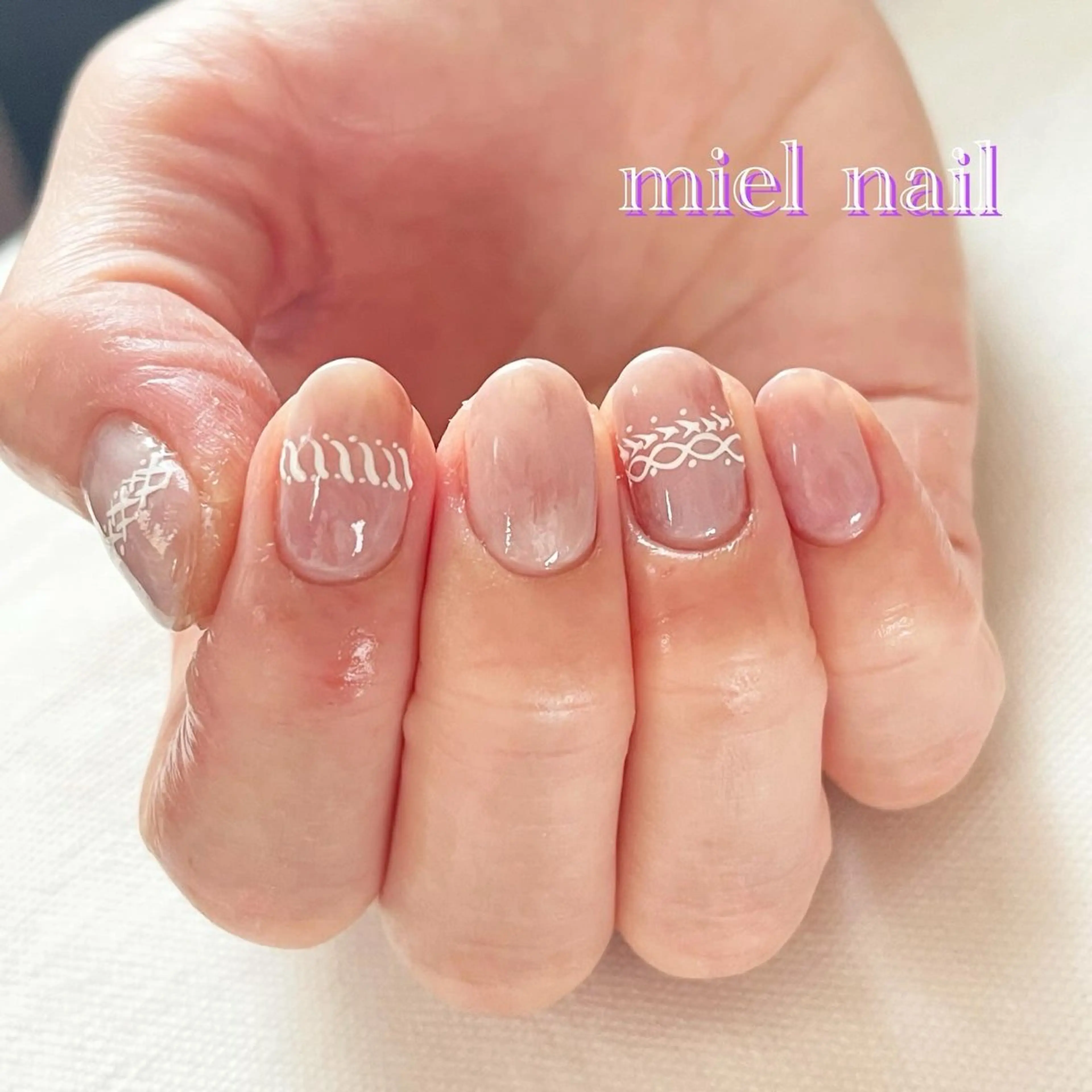 ネイル ボルドー 大理石ネイル(マーブル) 冬ネイル ハンドネイル miel nailのネイルデザイン
