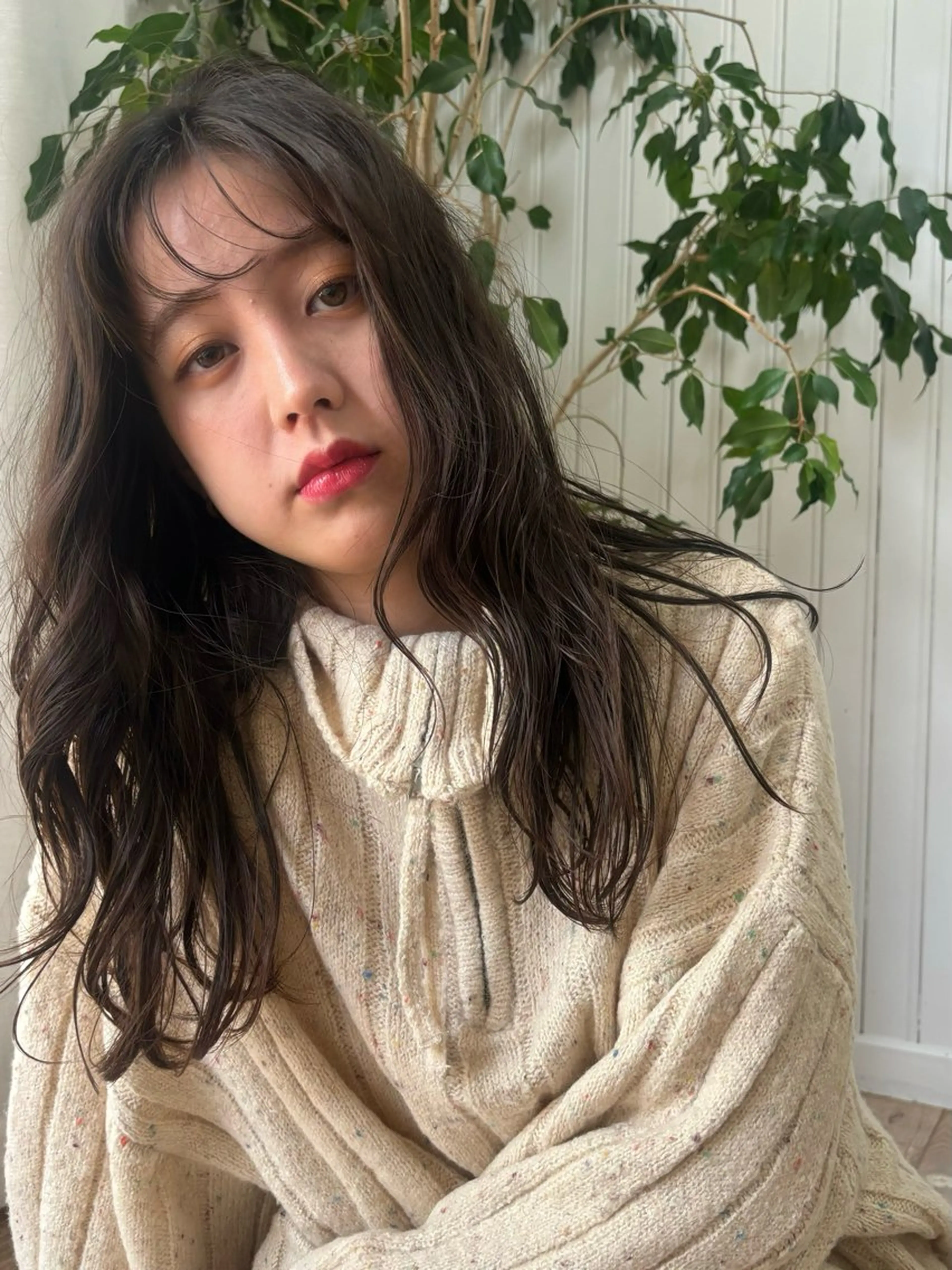 ロング カラー ブラウンカラー オリーブブラウン 顔周りカット レイヤーカット カット ヘアカラー トリートメント 暖色/艶カラー🍑☆ /杉村夏希のヘアスタイル