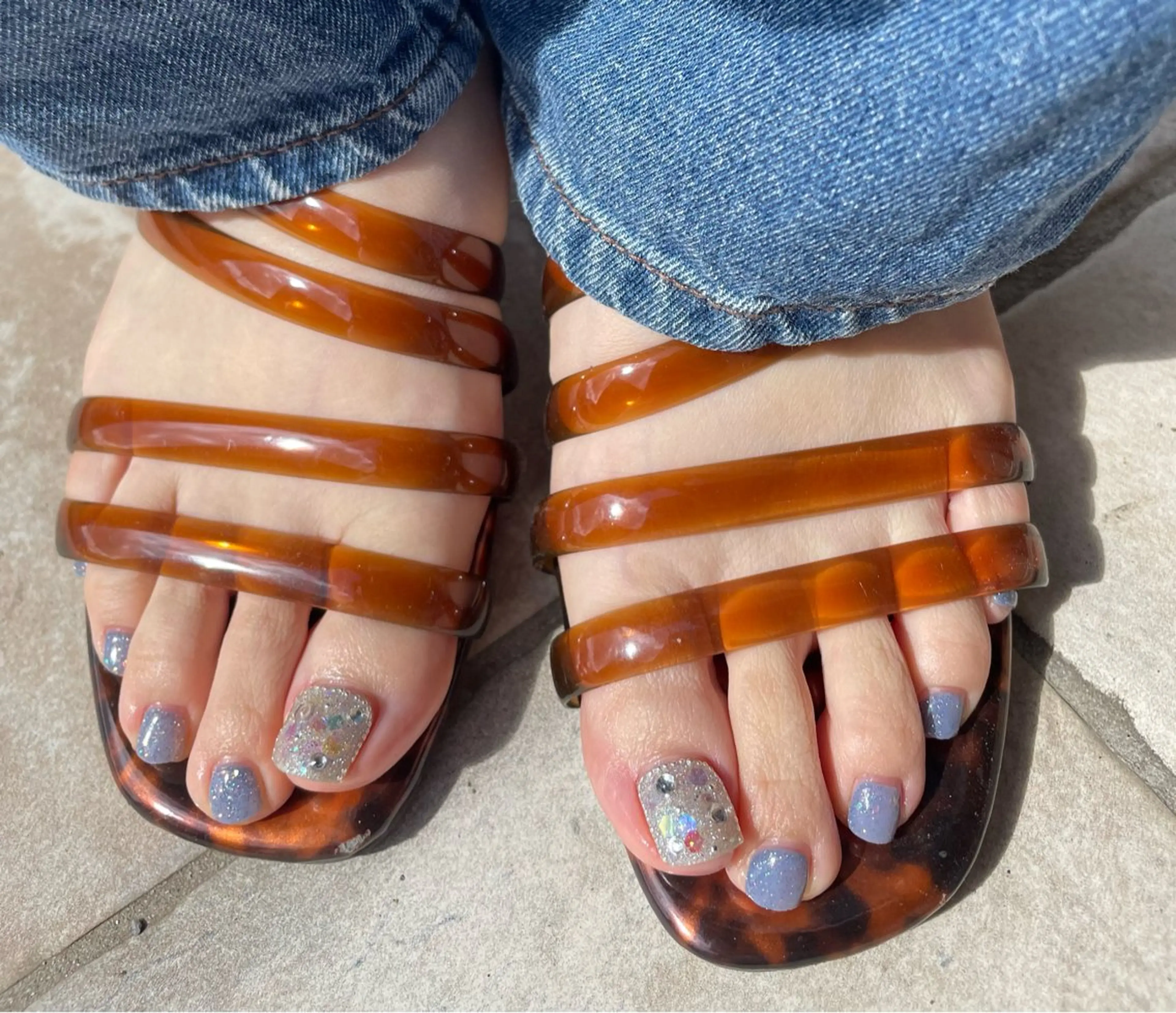 ネイル フットネイル ジェルネイル パラジェル フットネイル 甲府市徳行 🧸prunelleのネイルデザイン