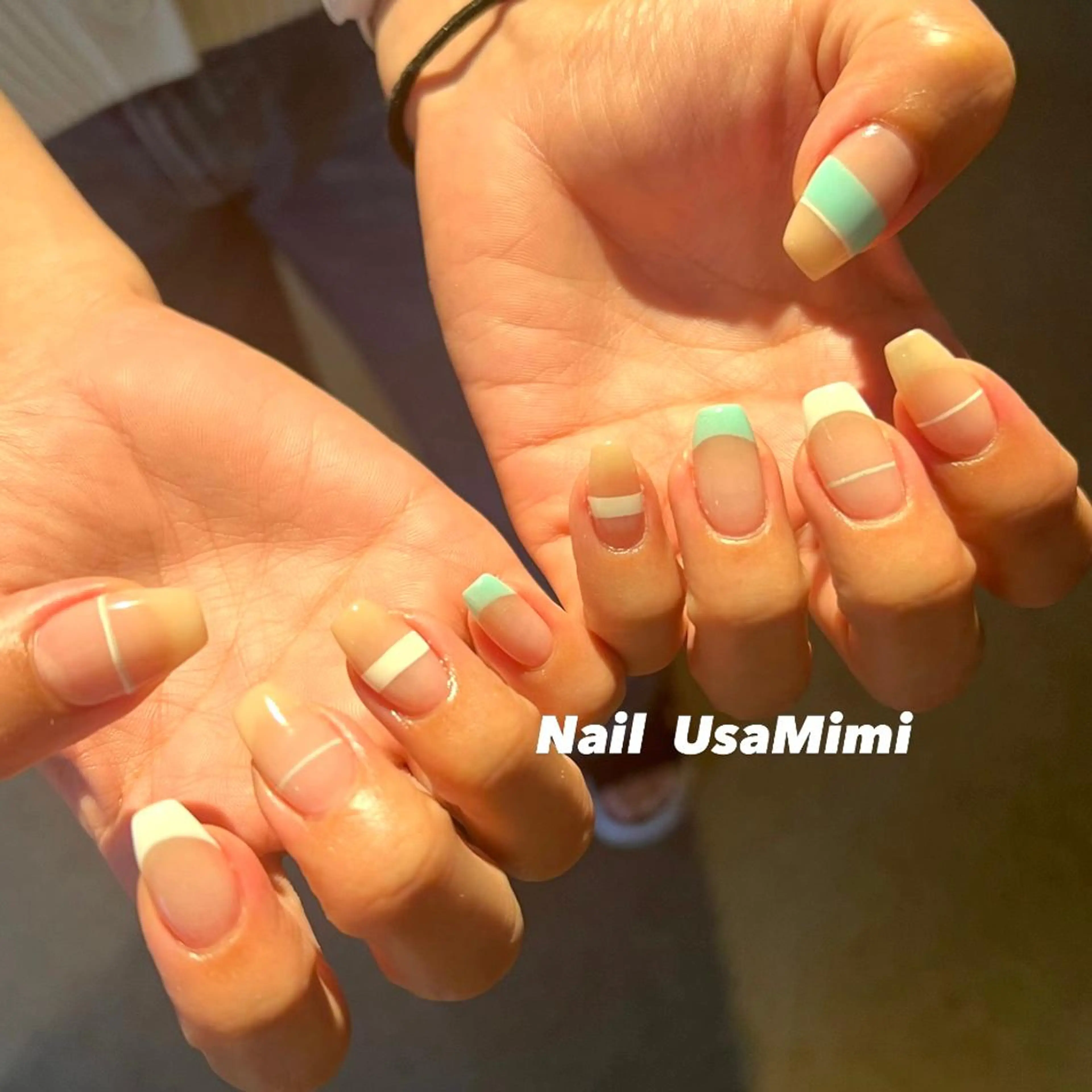 ネイル オーロラネイル フットネイル ジェルネイル 氷ネイル・うるうるネイル キラキラネイル 本町ネイルNail UsaMimiのネイルデザイン