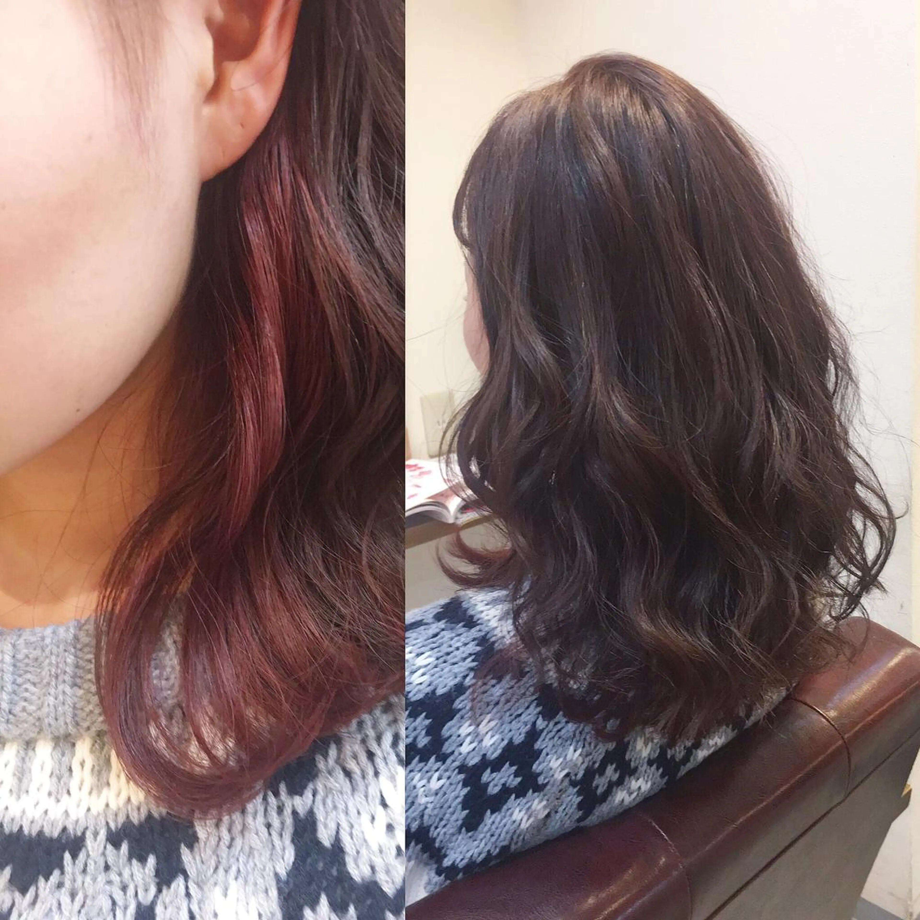 ミディアム カラー イルミナカラー ピンクカラー バイオレットカラー トリートメント hair salon Ranun髪質改善のヘアスタイル