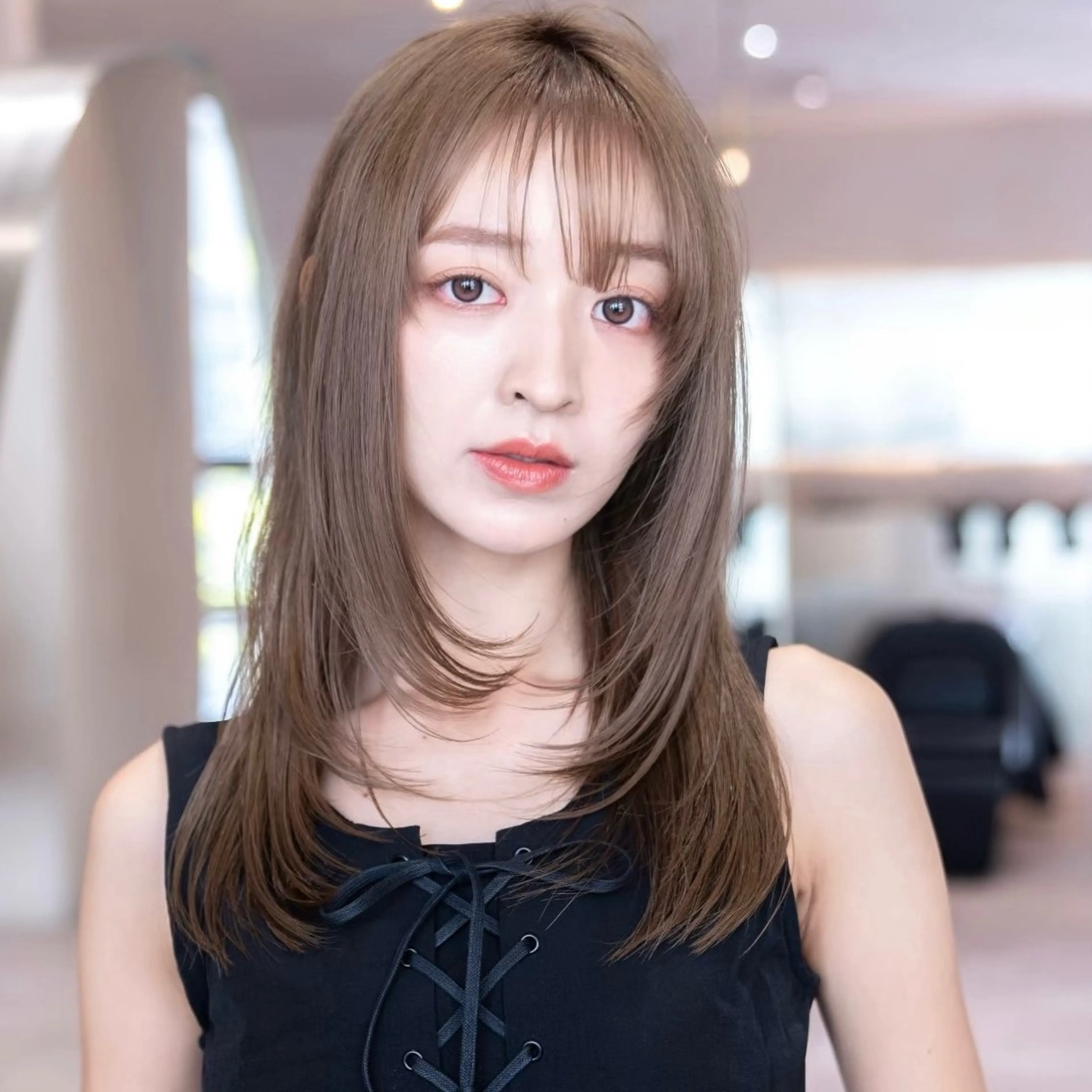 ミディアム ボブレイヤー ボブ 顔まわりレイヤー 顔周りカット ハッシュカット driP. by HAVANA原宿所属・原宿/韓国/髪質改善 /レイヤー/ボブのヘアスタイル