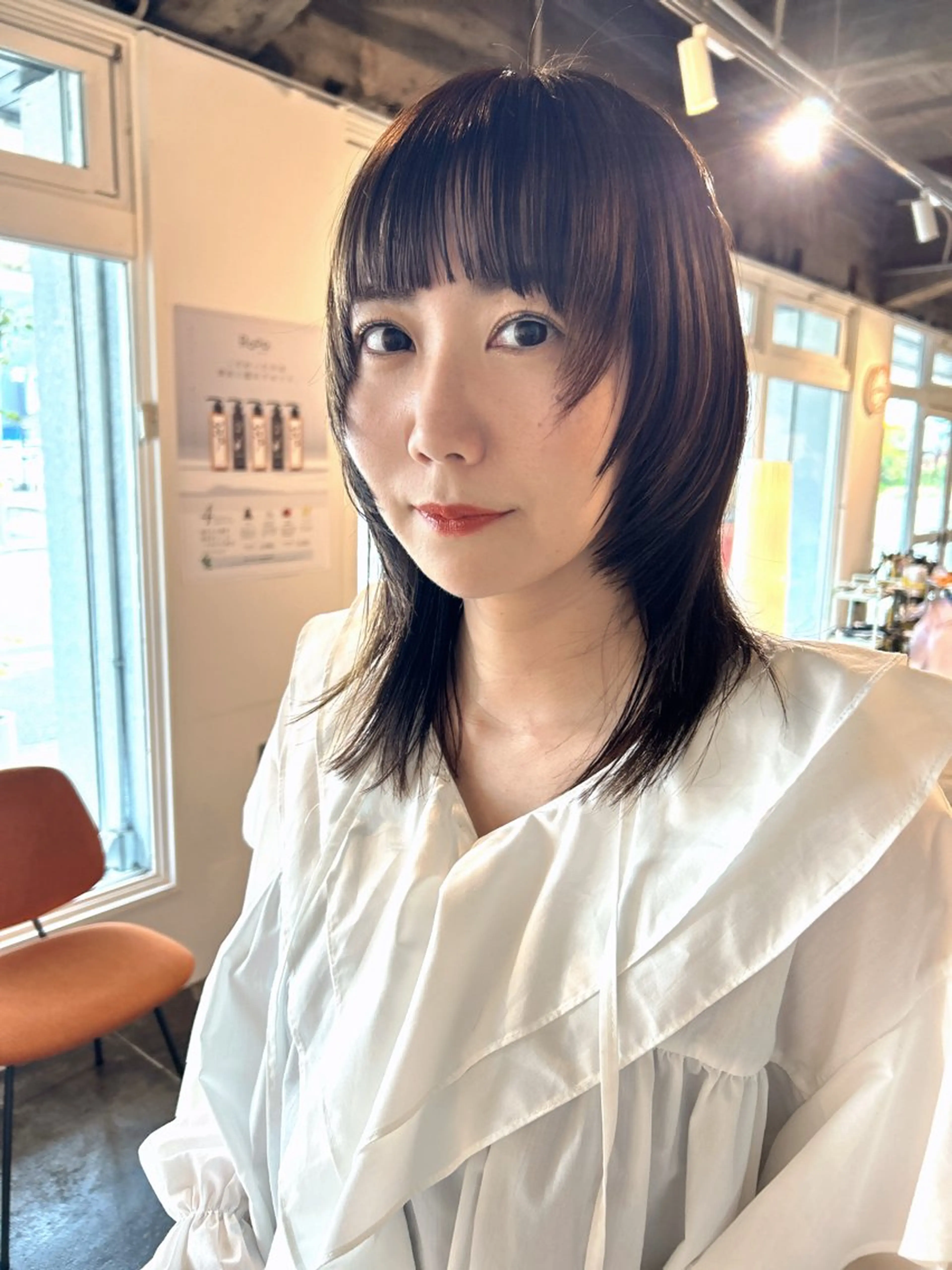 セミロング 顔周りカット ハイレイヤー レイヤーカット カット shiho/レイヤー /透明感カラーのヘアスタイル