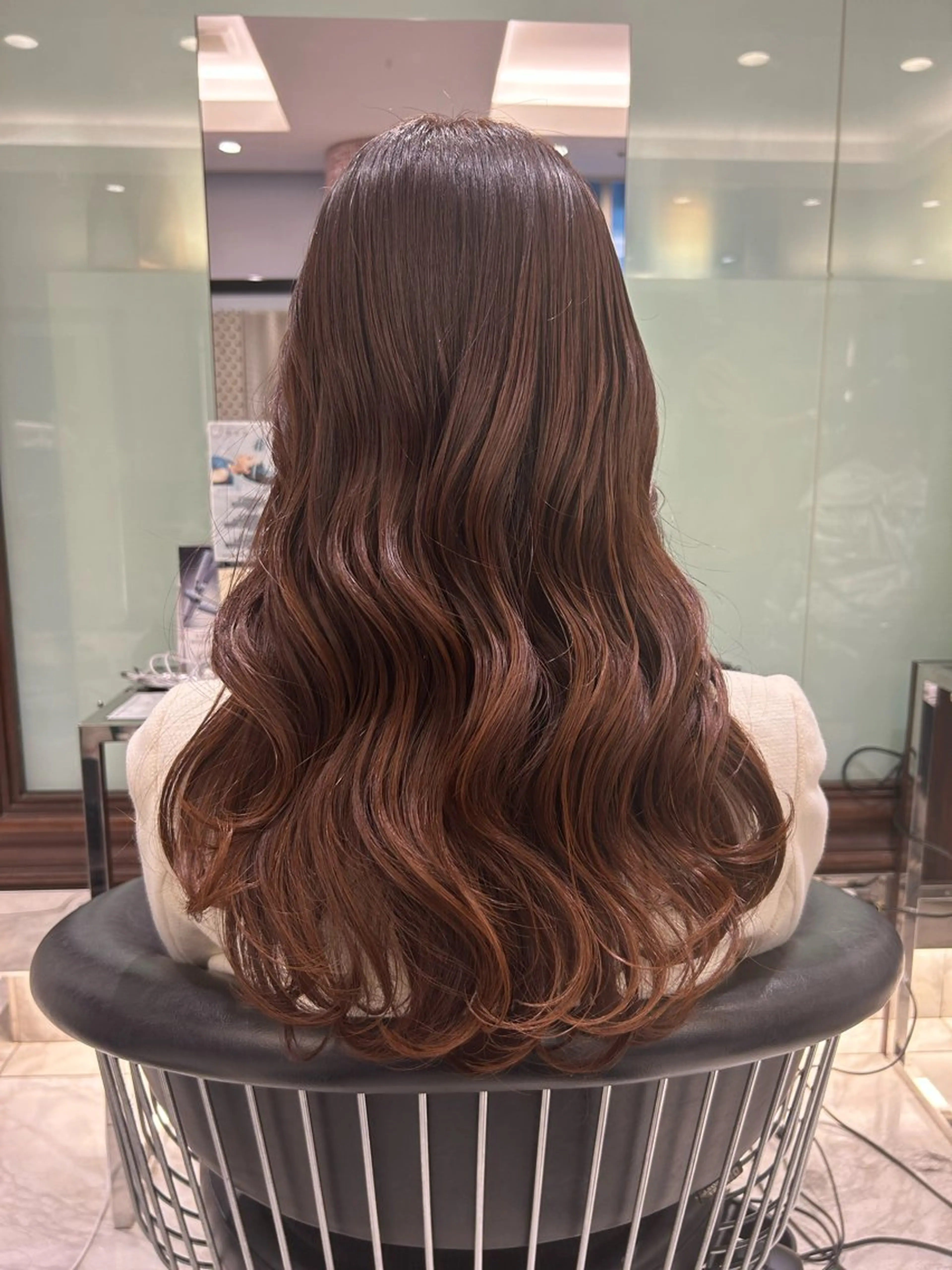 セミロング パーマ カット パーマ コテ巻き風パーマ✨ 韓国ヘア🤎近下菜央のヘアスタイル