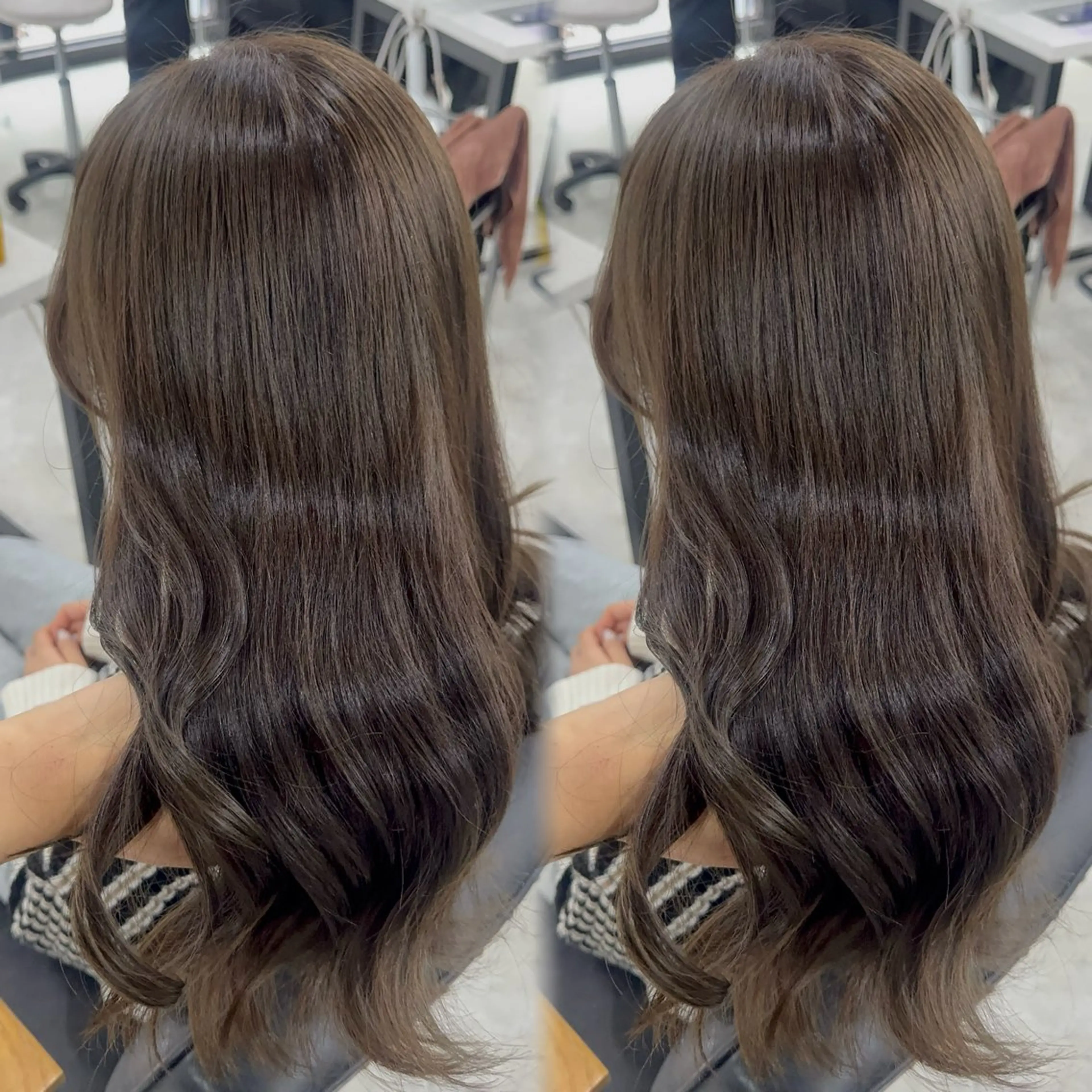 ロング カラー アッシュ アッシュブラウン ベージュカラー 黒髪 ブリーチ ヘアカラー トリートメント 赤み無し柔らかカラー 【梅田】madokaのヘアスタイル