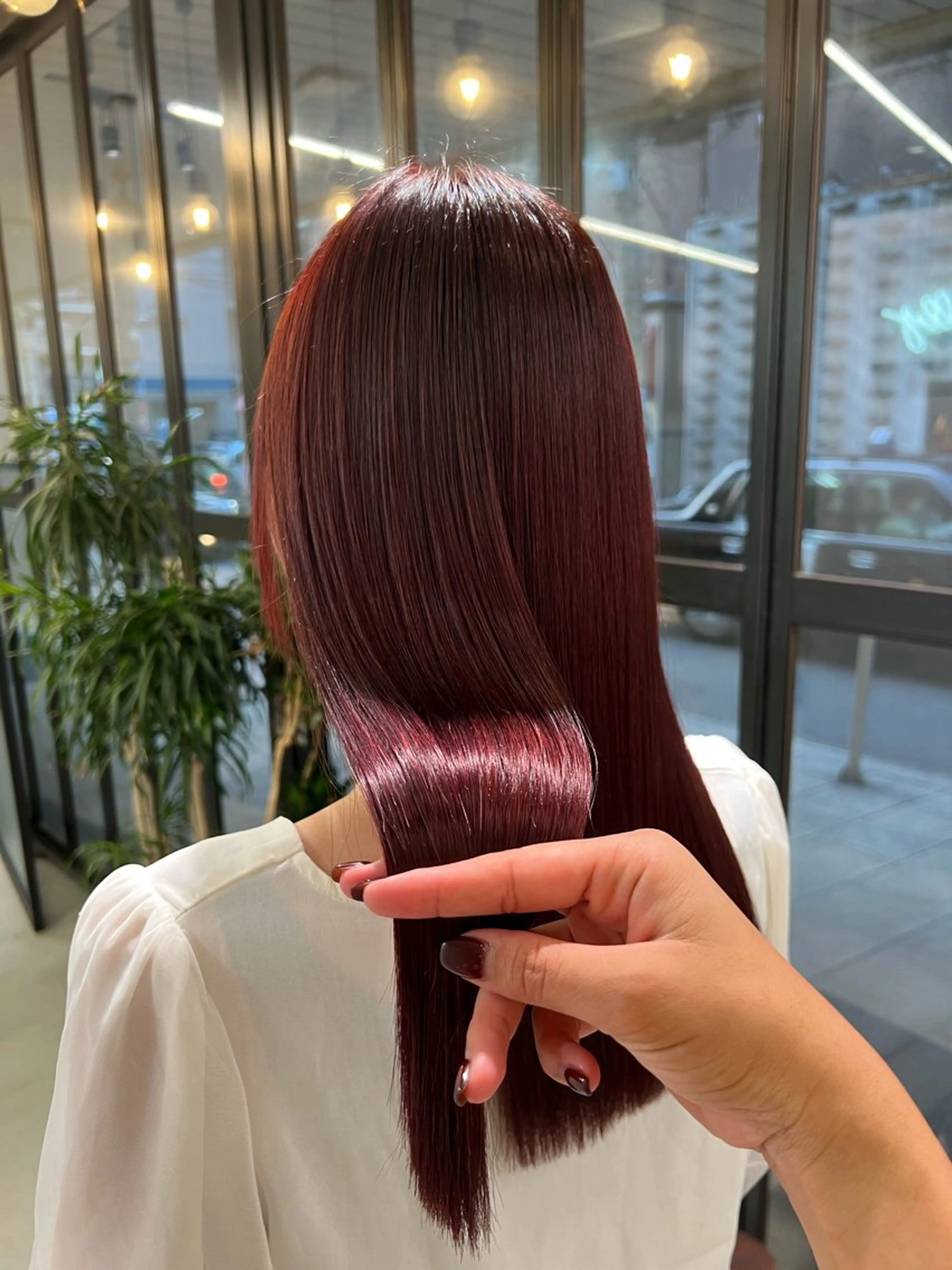 ロング パープルカラー 縮毛矯正 Vélua/miiu所属・韓国束感まつ毛 /Takaのマツエク・マツパデザイン