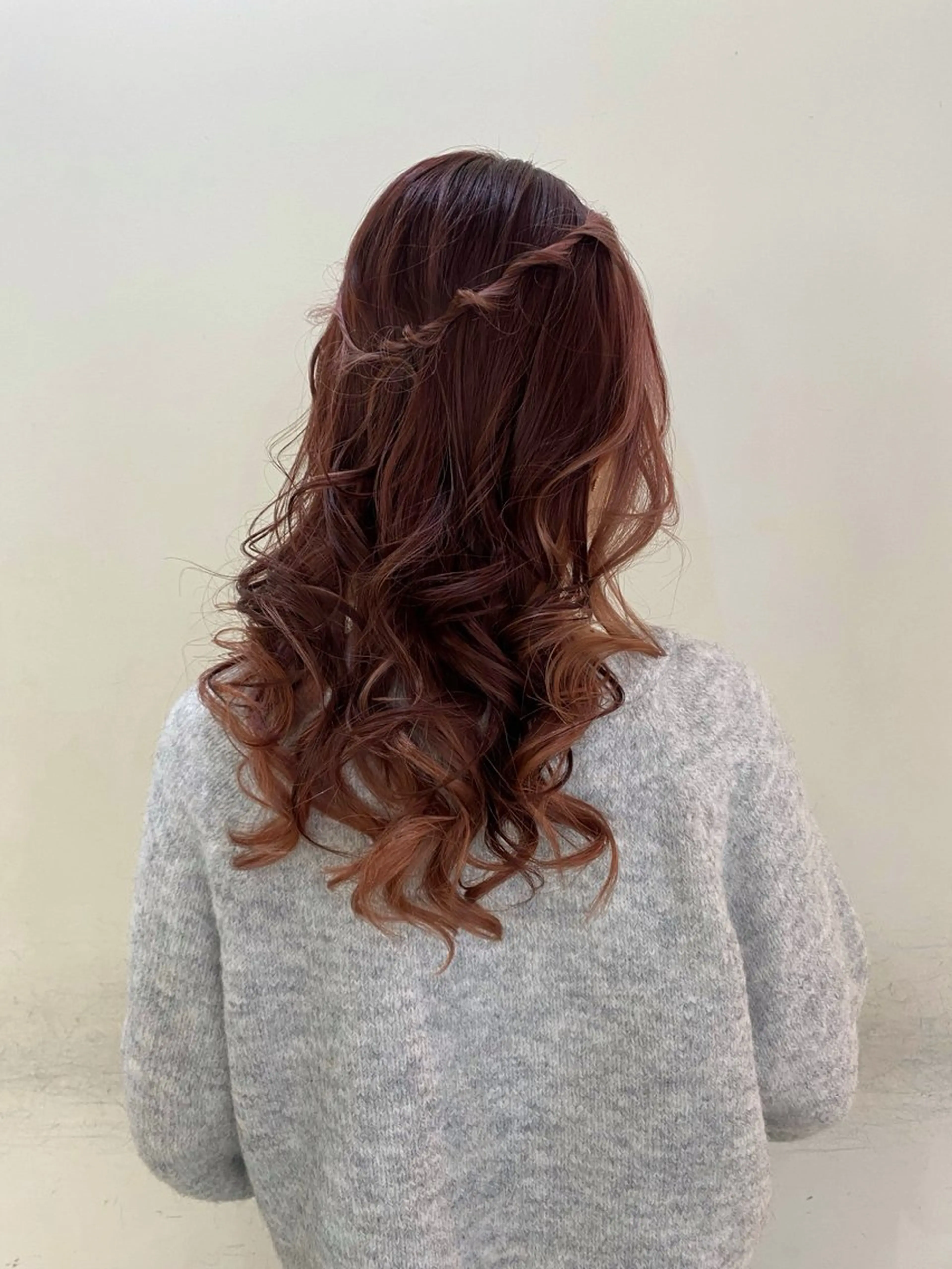 セミロング カラー ヘアアレンジ ハーフアップ blink所属・暖色/ブラウン/ 透明感/ゆうかのヘアスタイル