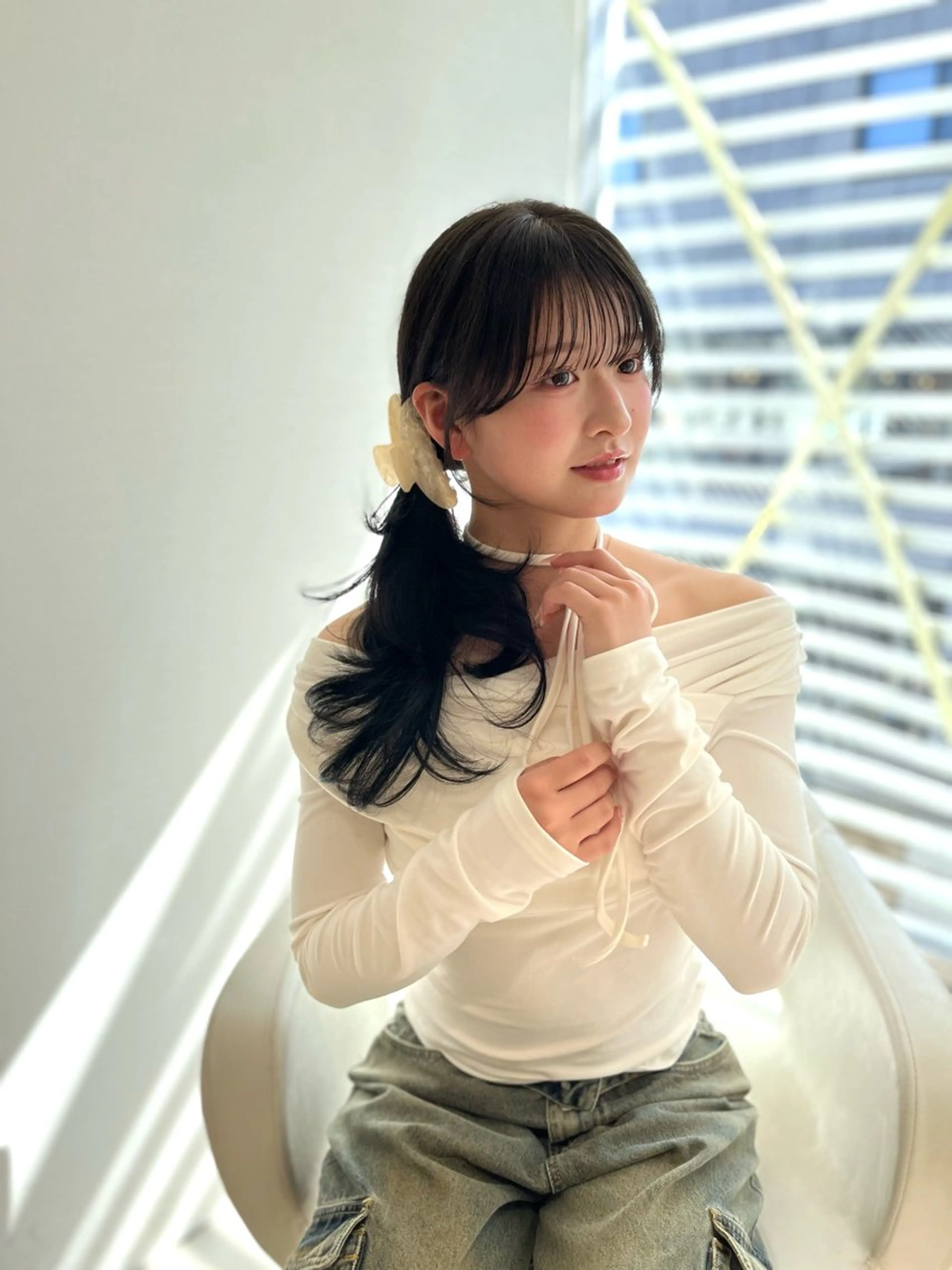 セミロング トリートメント カット ヘアカラー トリートメント ♥️透明感×抜け感 ベージュ/佑珠♥️のヘアスタイル