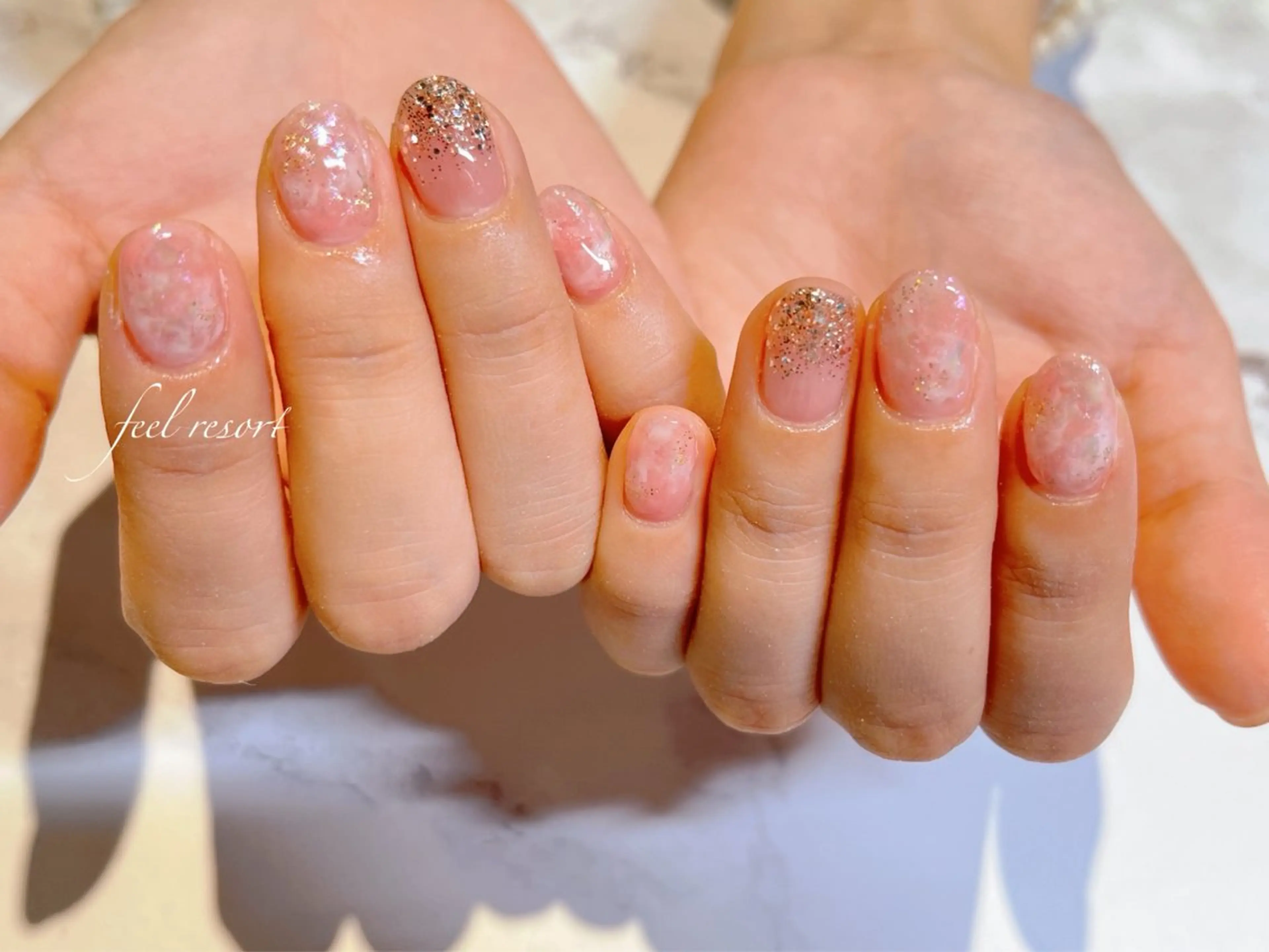 ネイル 長さ出し フットネイル フレンチネイル ジェルネイル ガラスフレンチ ハンドネイル Lien（リアン） 銀座駅6分のネイルデザイン