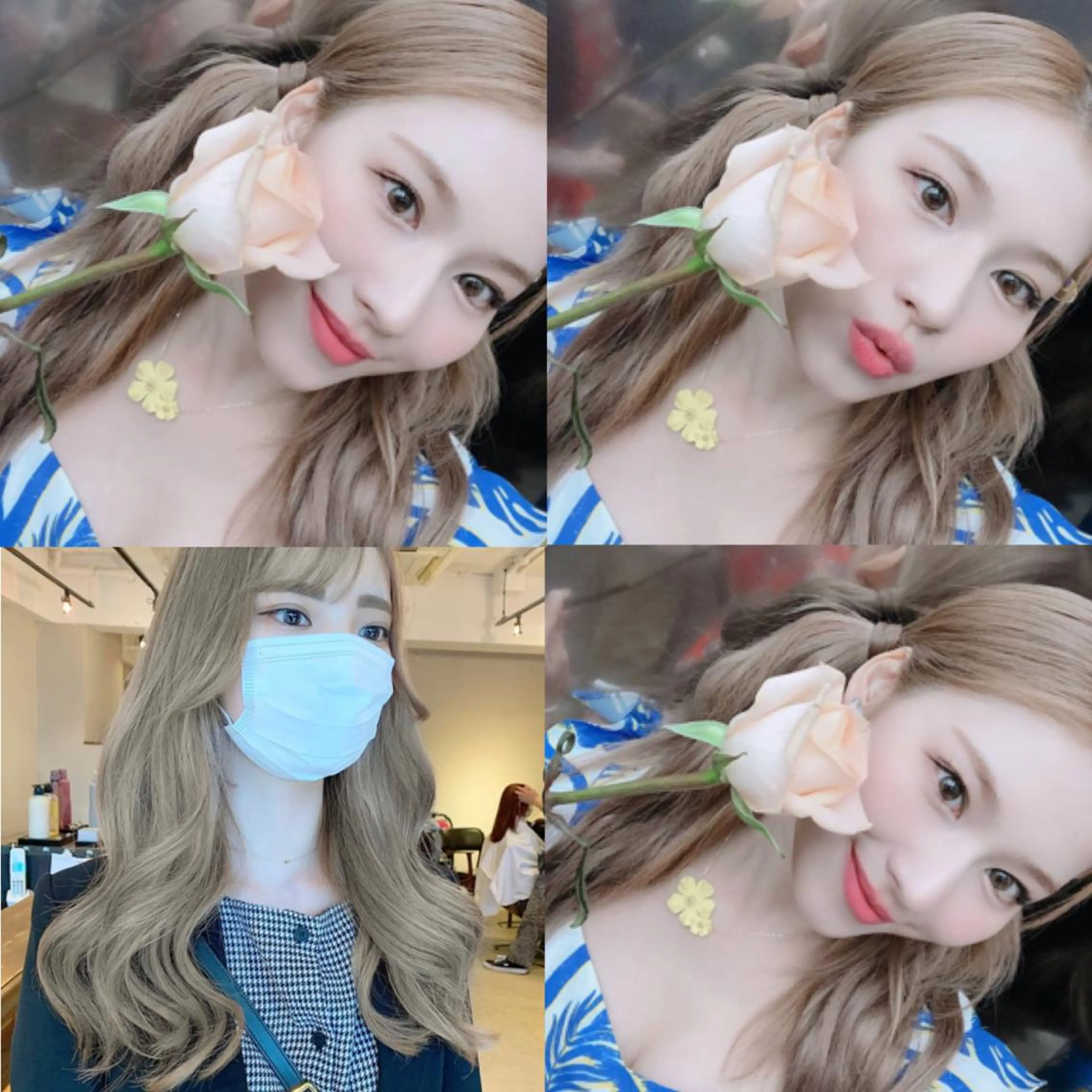 ミディアム カラー ハイトーンカラー 韓国風ヘア 透明感/オリーブ/ グレージュ/YUKAのヘアスタイル