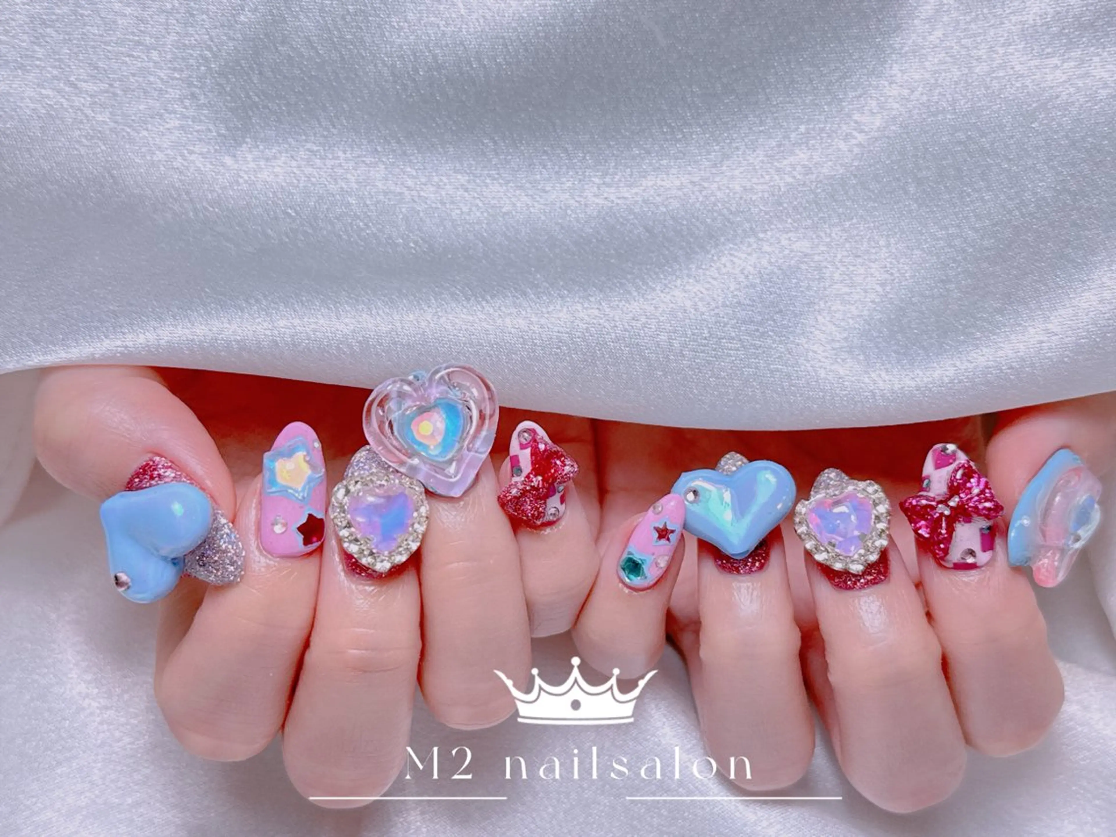 ネイル ジェルネイル 韓国ネイル マグネットネイル パラジェル ワンホンネイル ハンドネイル 長さだし専門店 M2　rikaのネイルデザイン