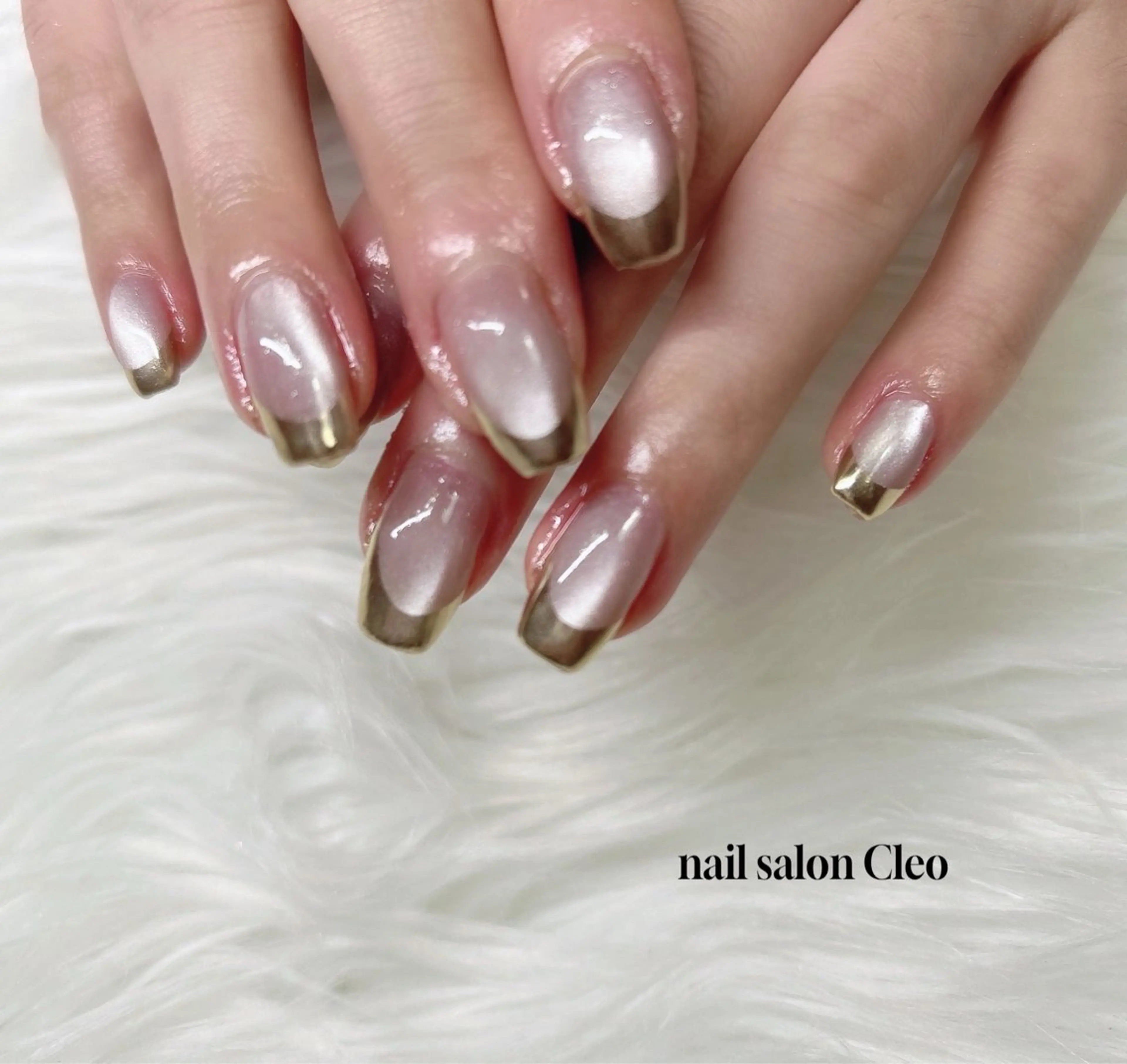ネイル フレンチネイル ミラーネイル Cleo クレオのネイルデザイン