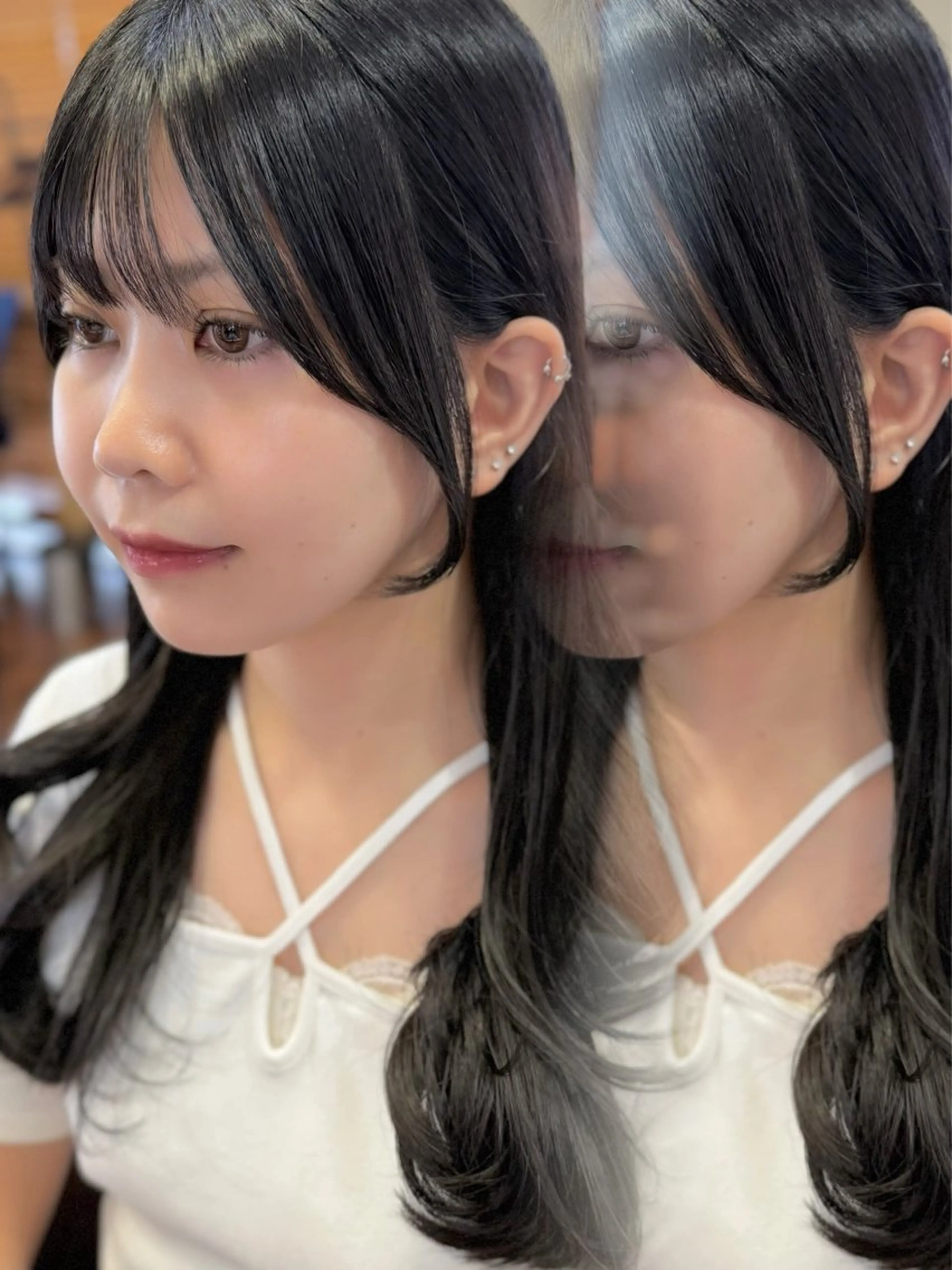 ロング 顔周りカット レイヤーカット 縮毛矯正 トリートメント 尾崎 海璃のヘアスタイル