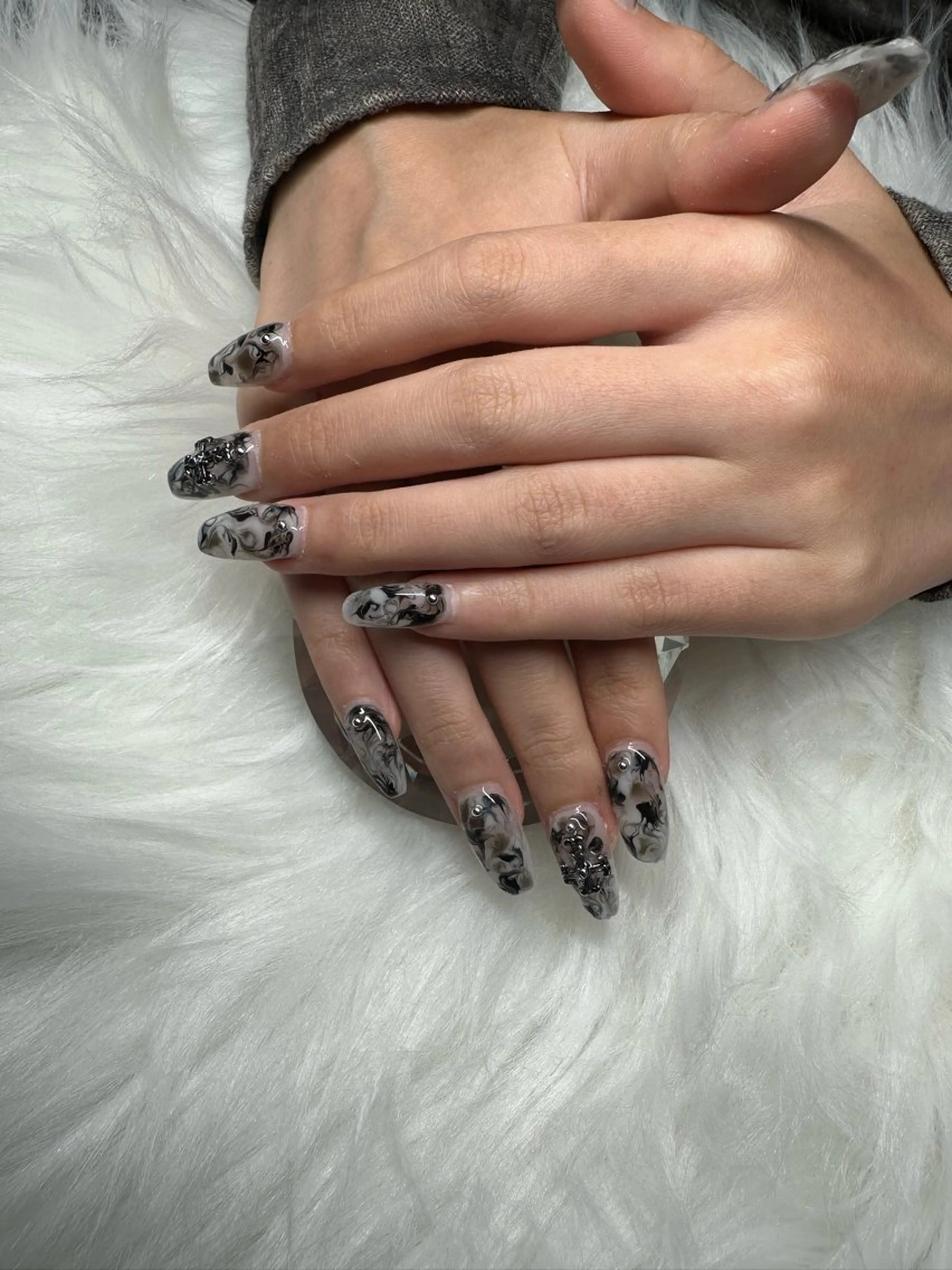 ネイル ジェルネイル 大理石ネイル(マーブル) 持ち込み ネイルチップ I satomiのネイルデザイン