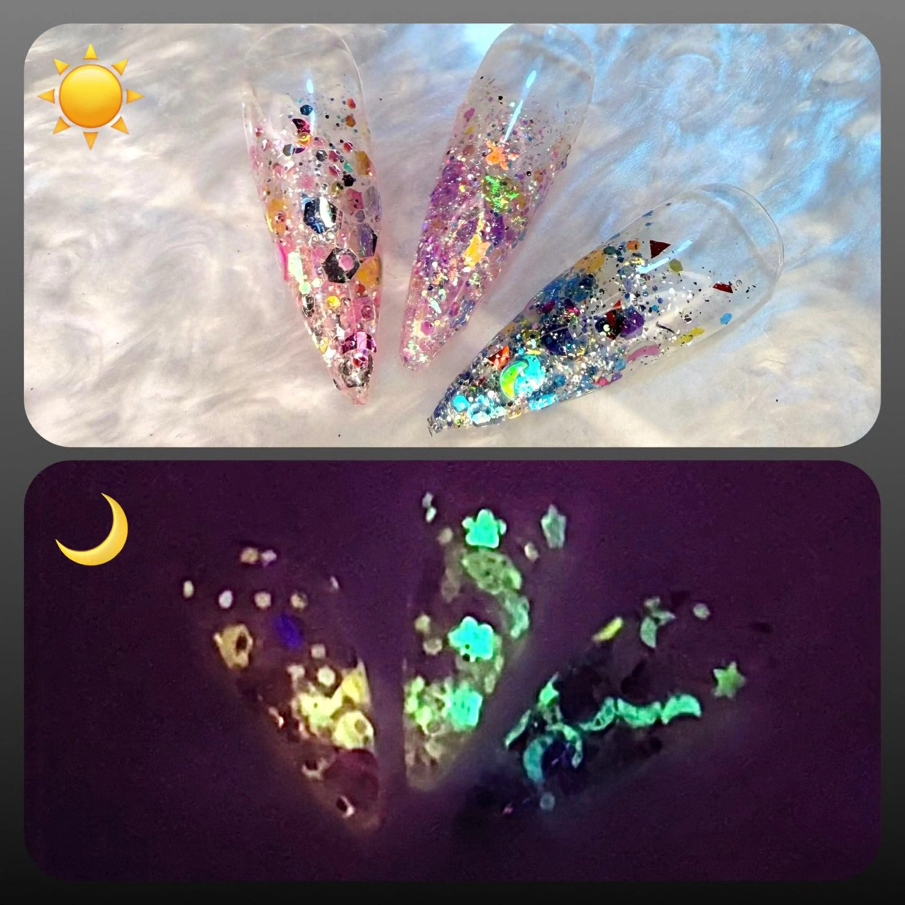 ❤️‍🔥激ｵｽｽﾒ  夜光るネイル‼️昼は普通の可愛いホロラメ▶︎夜光る✨他と被らない最強オシャレ💃(オフケア込)の写真