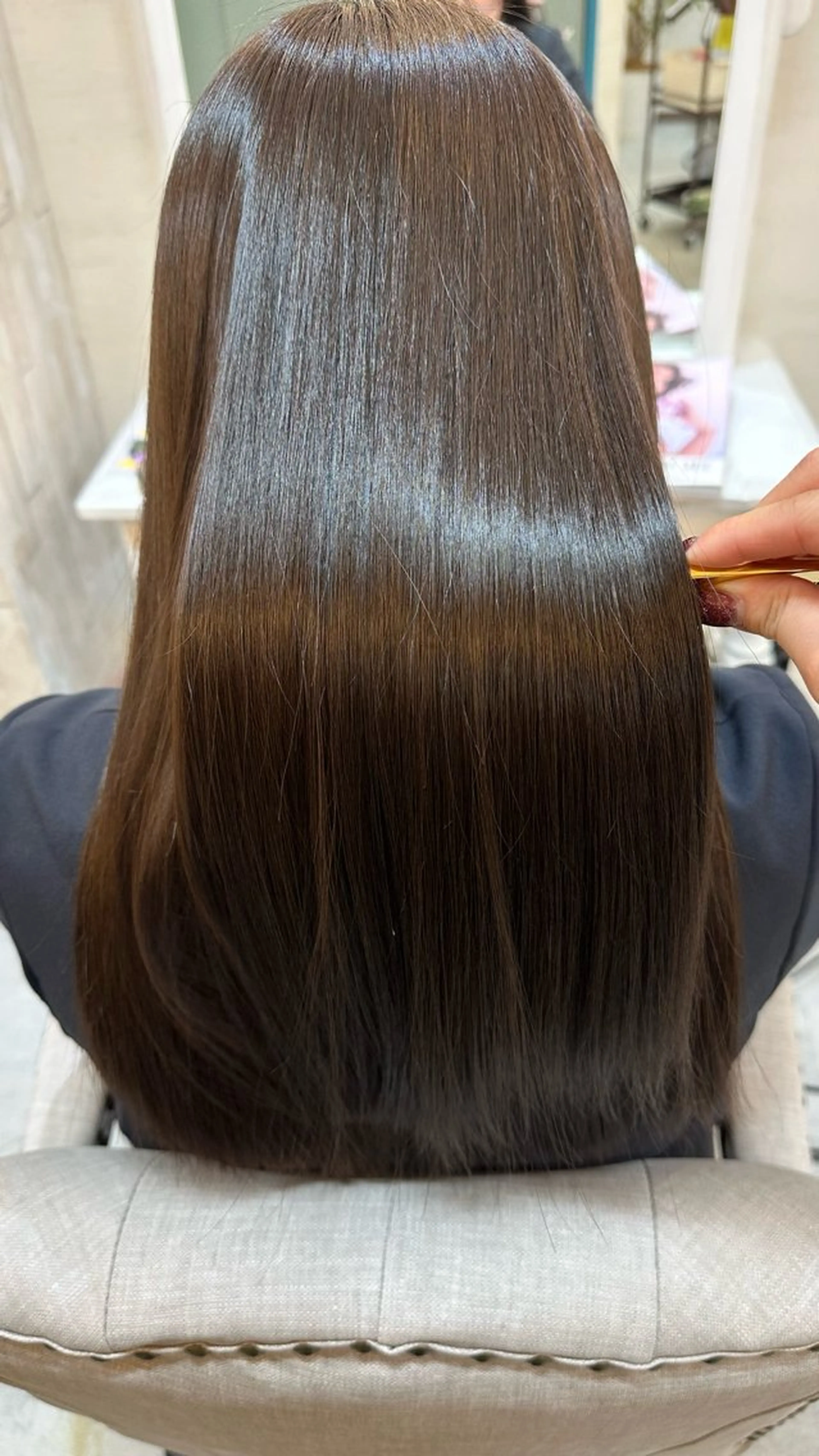 ロング カラー 透明感カラー グレージュ 髪質改善 トリートメント ヘアカラー トリートメント 🖤ほのか/ツヤ髪 /髪質改善/縮毛矯正のヘアスタイル