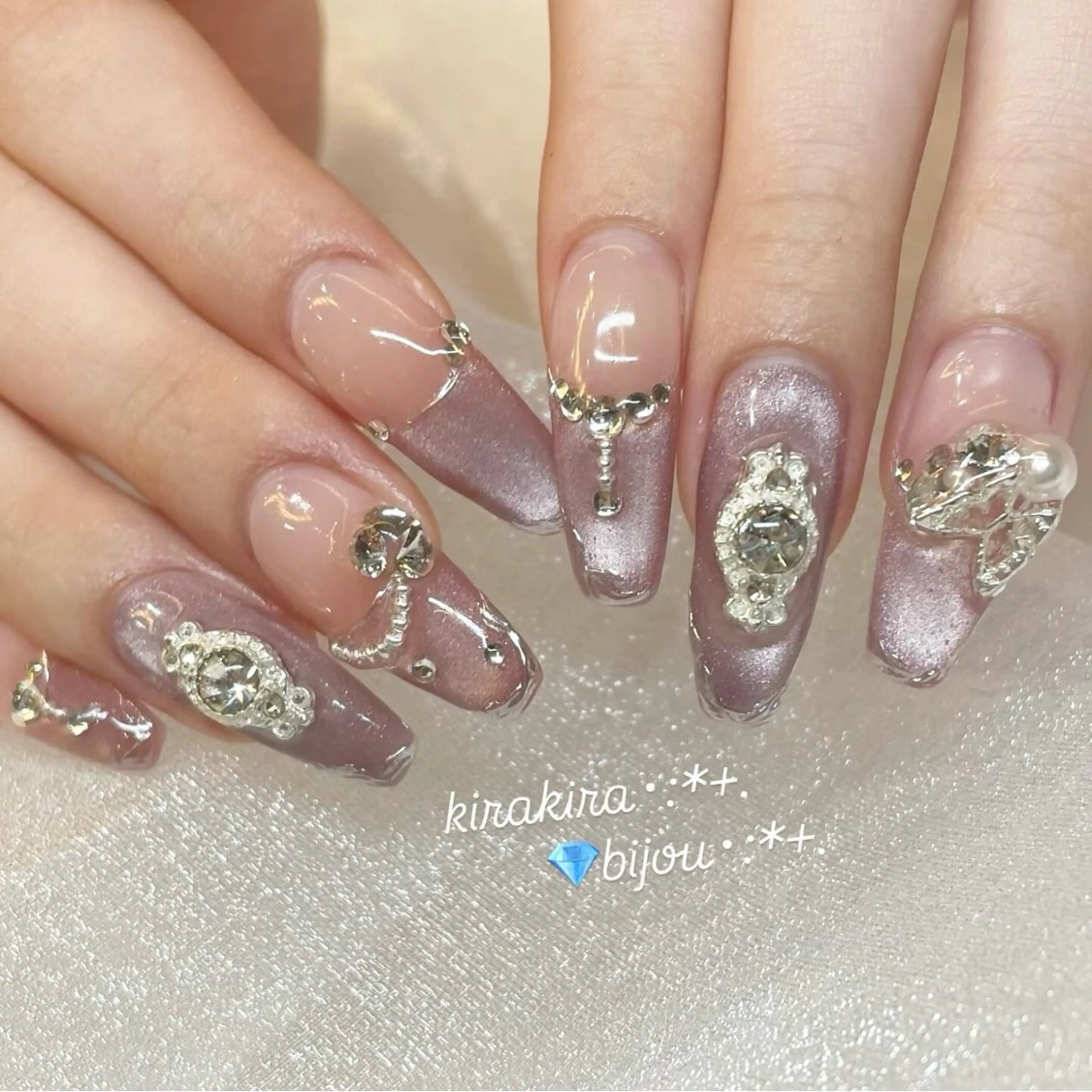 ネイル 氷ネイル・うるうるネイル キラキラネイル マグネットネイル ハンドネイル Tsukahara 🌷仙台PARCOのネイルデザイン