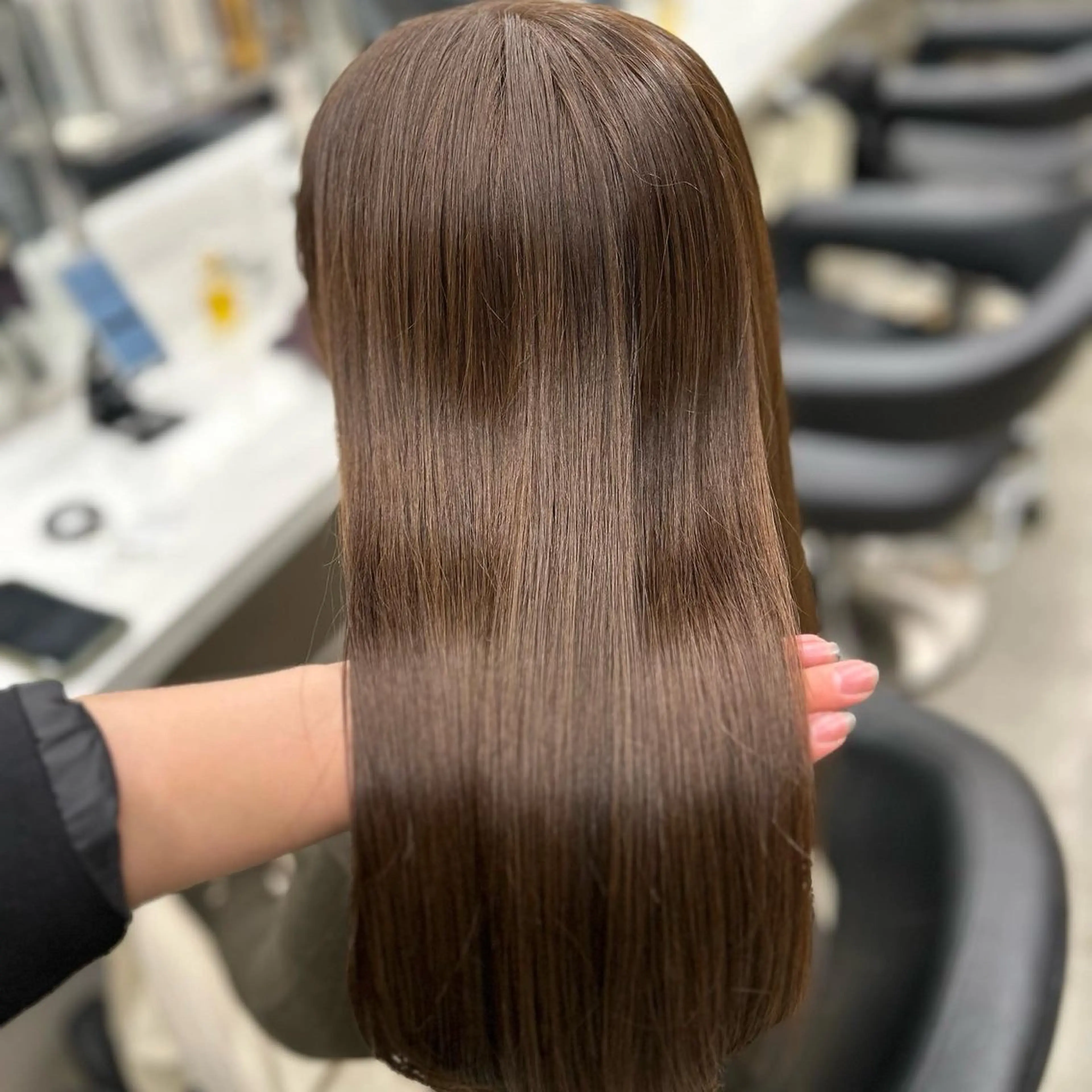 ロング カラー パーマ ヘアアレンジ メンズ キッズ ヘアカラー トリートメント ヘアセット ブリーチなしカラー/ ブラウン/レイヤーのヘアスタイル