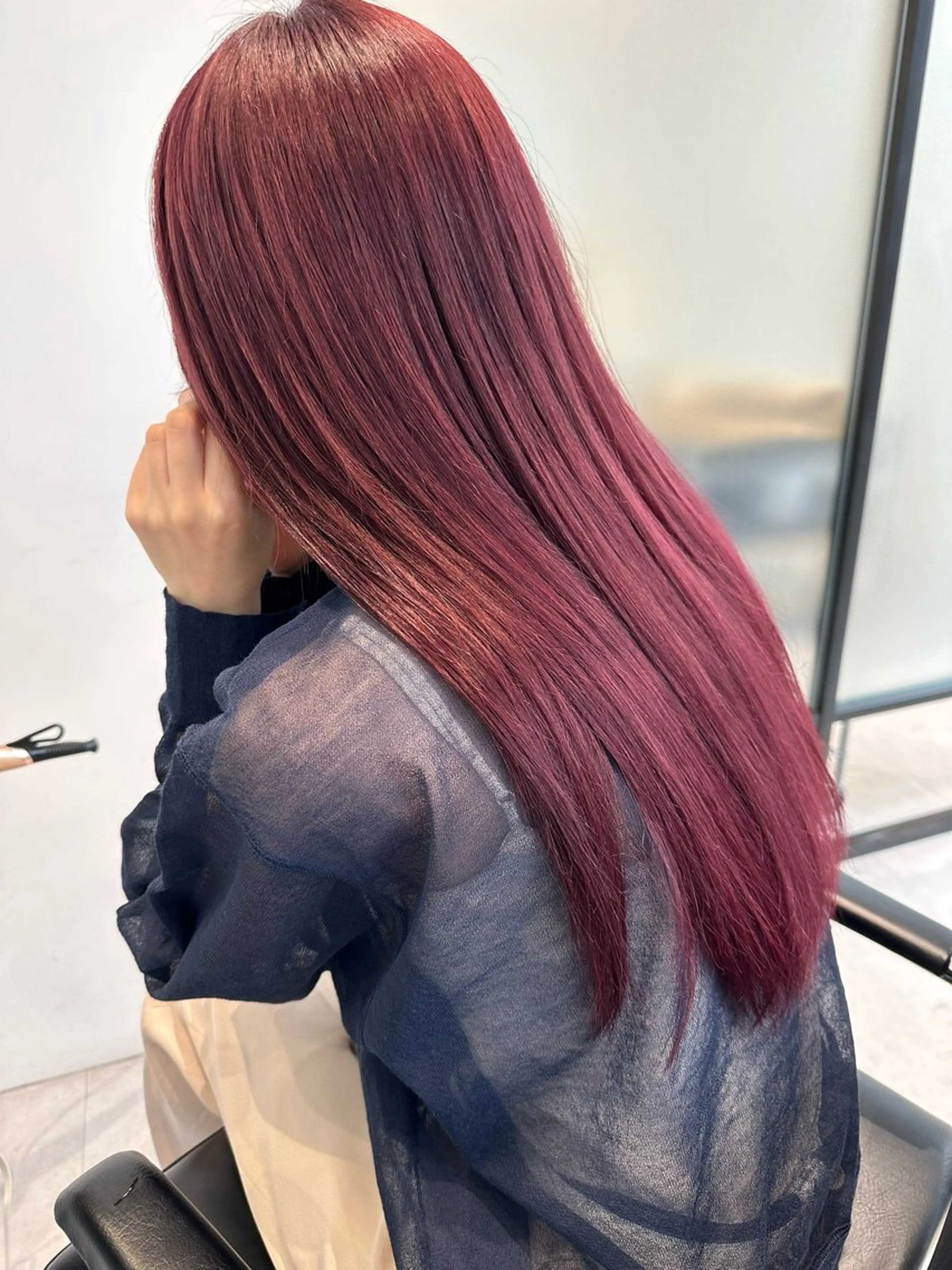 ロング ヘアカラー パーマ/オリーブ/ 酸性ストレート/ゆなのヘアスタイル