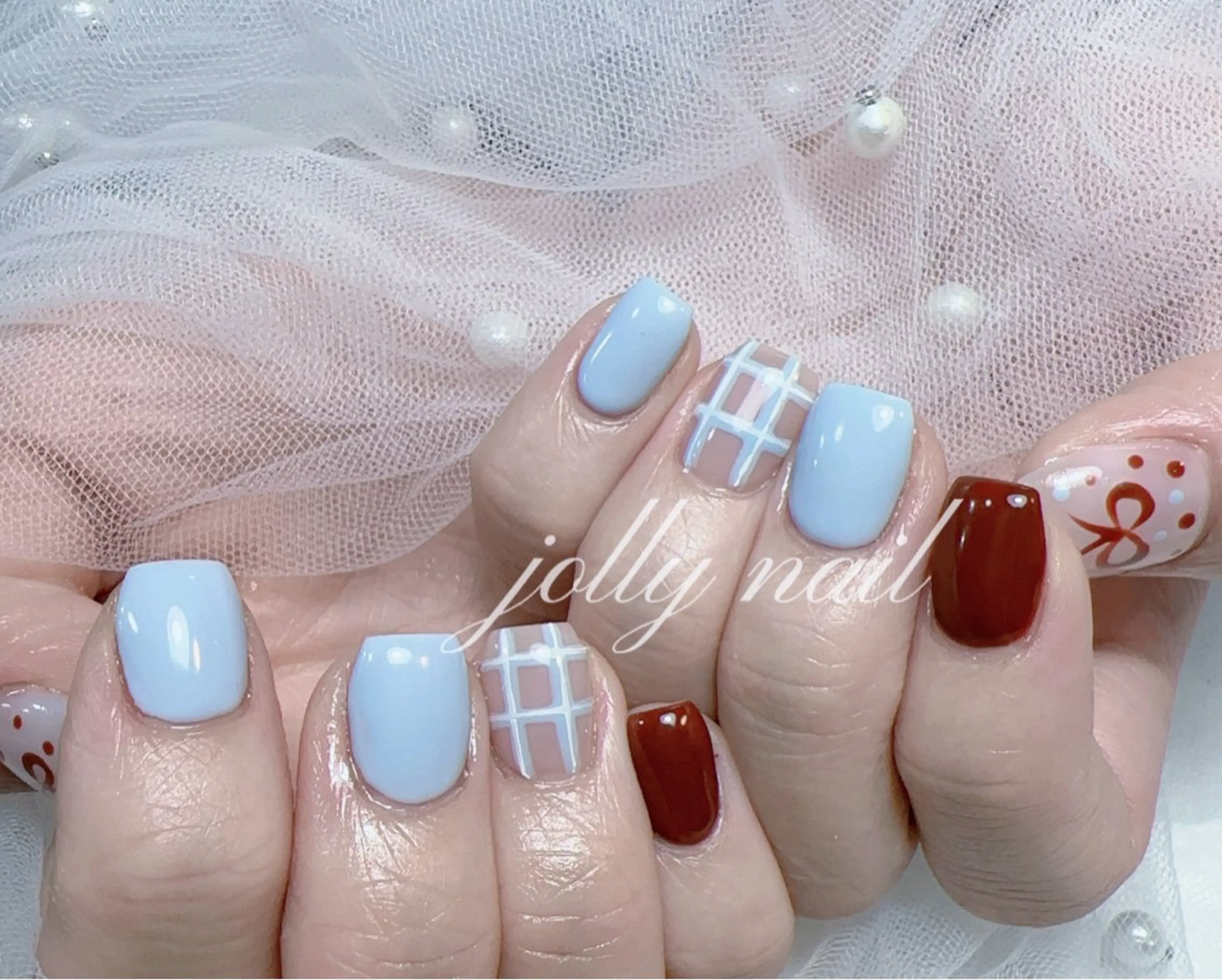 ネイル ハンドネイル Jolly チップ長さだしのネイルデザイン