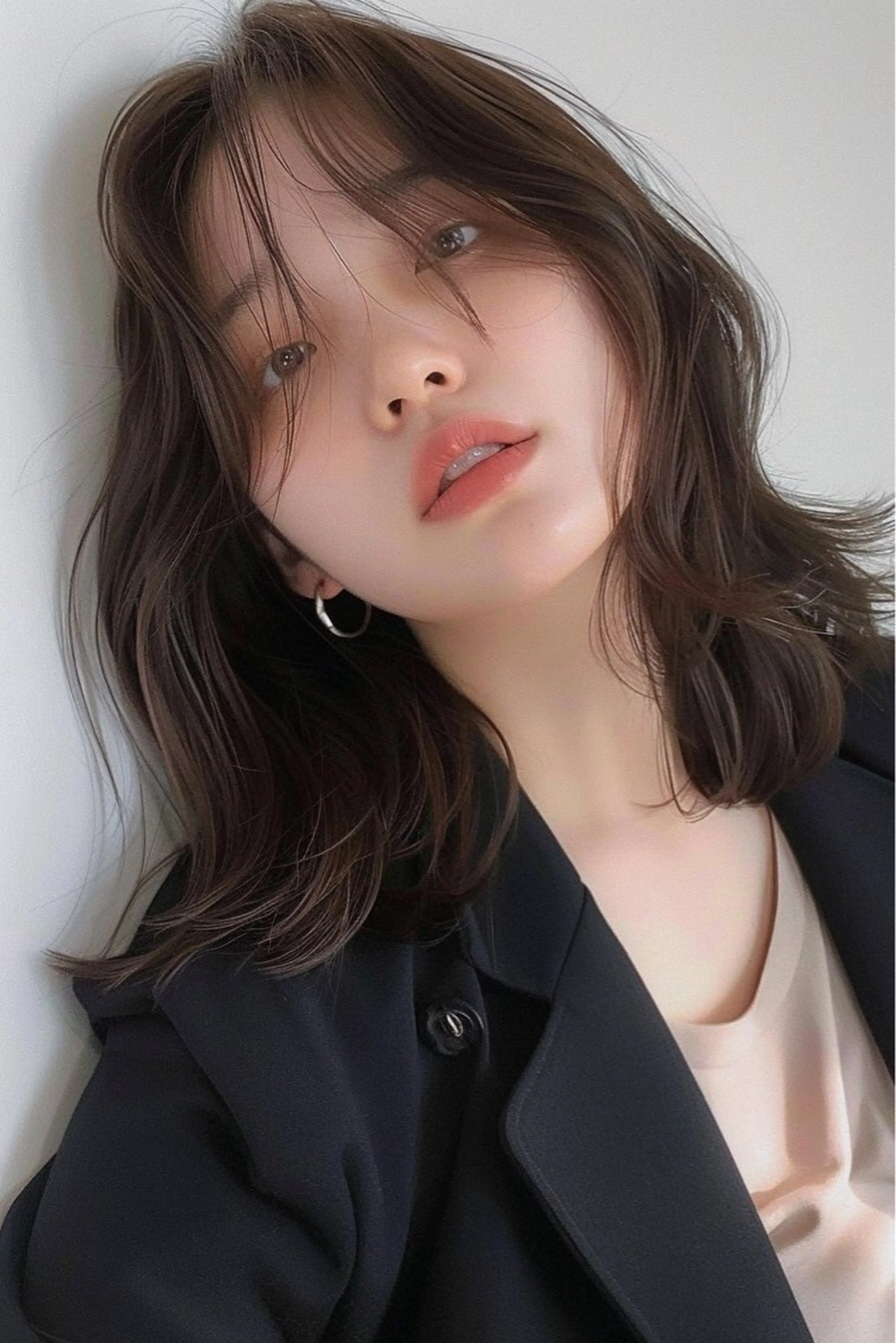 ミディアム 韓国風ヘア レイヤーカット シースルーバング ウルフカット lana hair 新宿/髪質改善のヘアスタイル