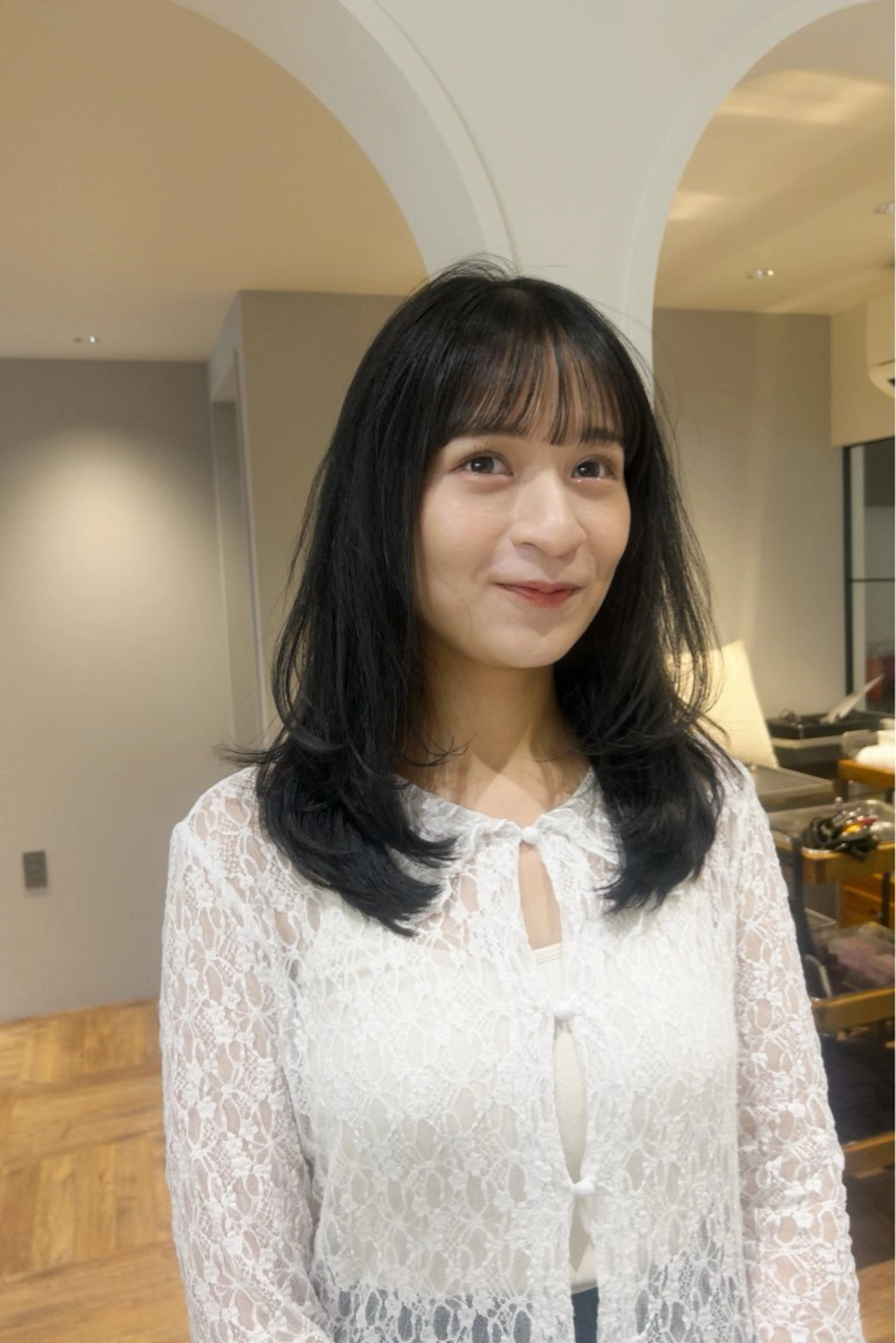 ミディアム カラー カット ヘアカラー トリートメント じゅわっと暖色カラー 🍊Moemiのヘアスタイル